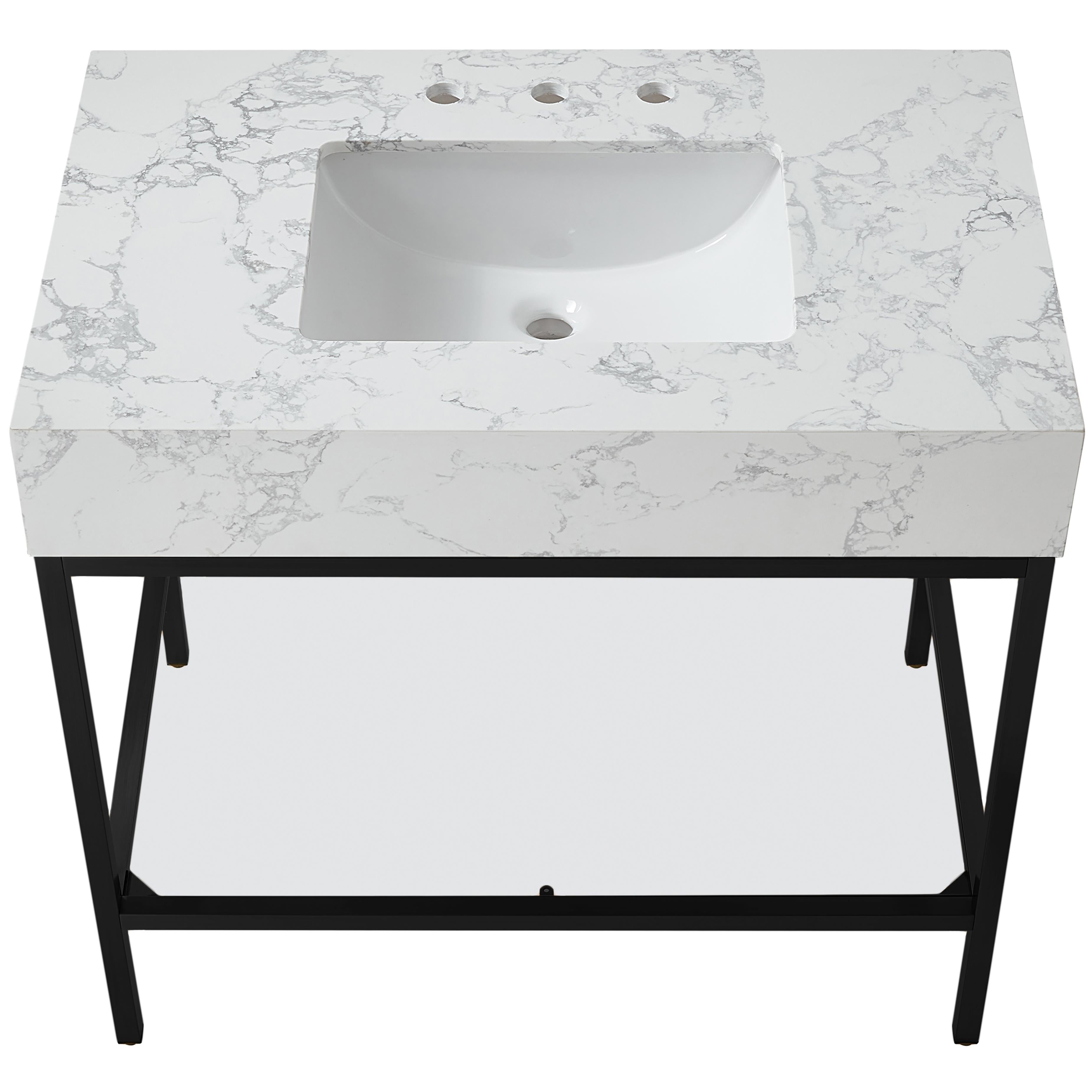 Meridian Marmo White Engineered Marble Bathroom Vanity