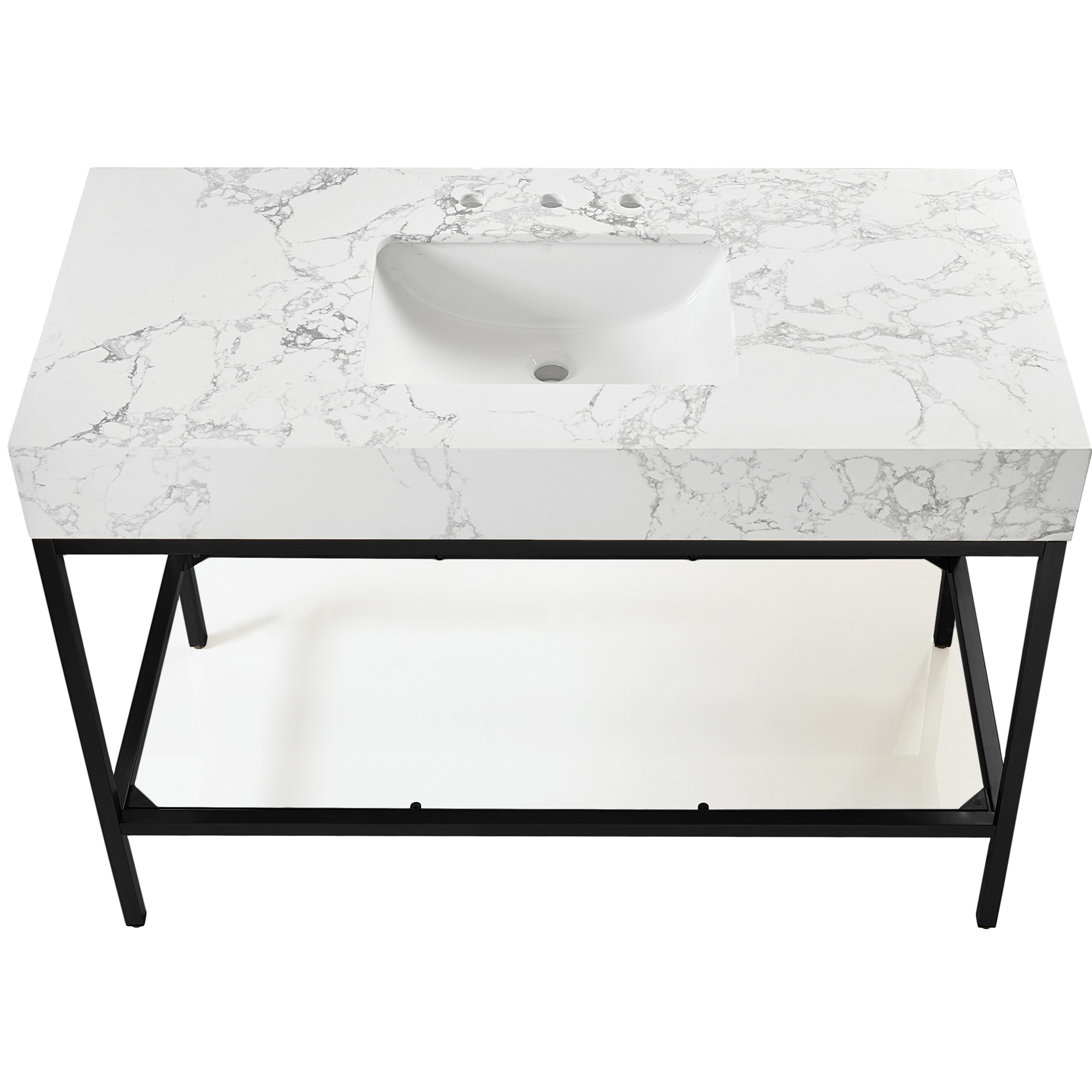 Meridian Marmo White Engineered Marble Bathroom Vanity