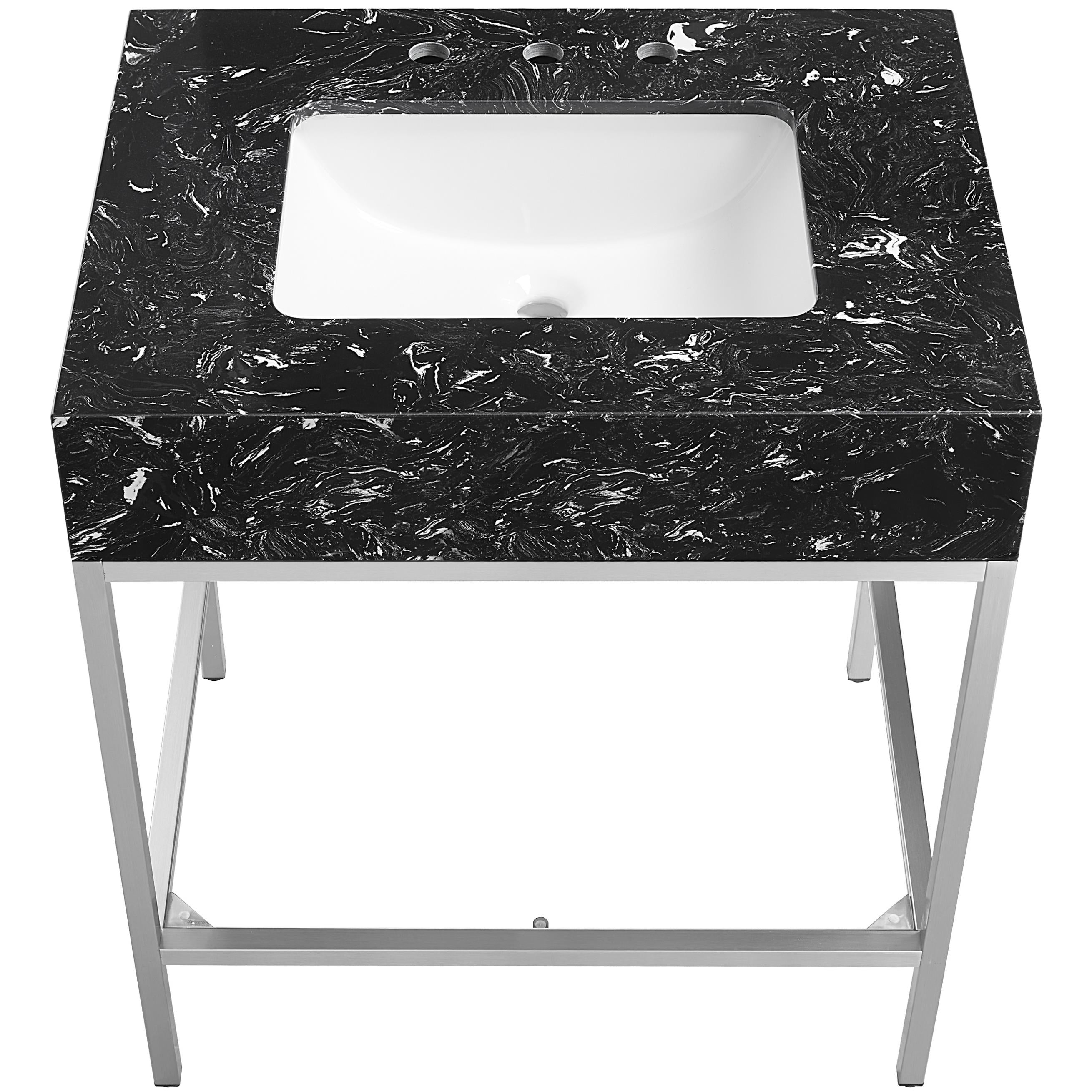 Meridian Marmo White Engineered Marble Bathroom Vanity