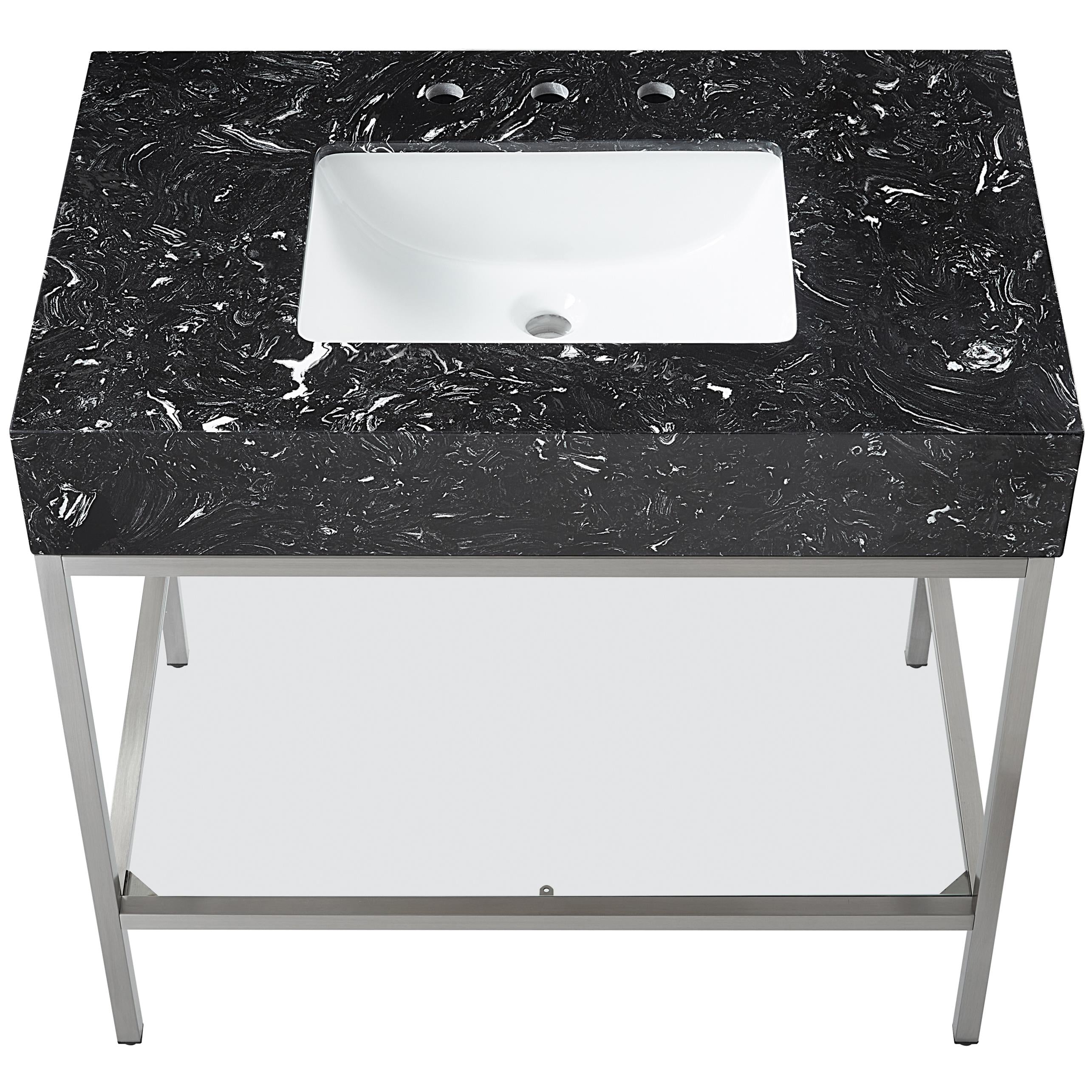 Meridian Marmo Black Engineered Marble Bathroom Vanity