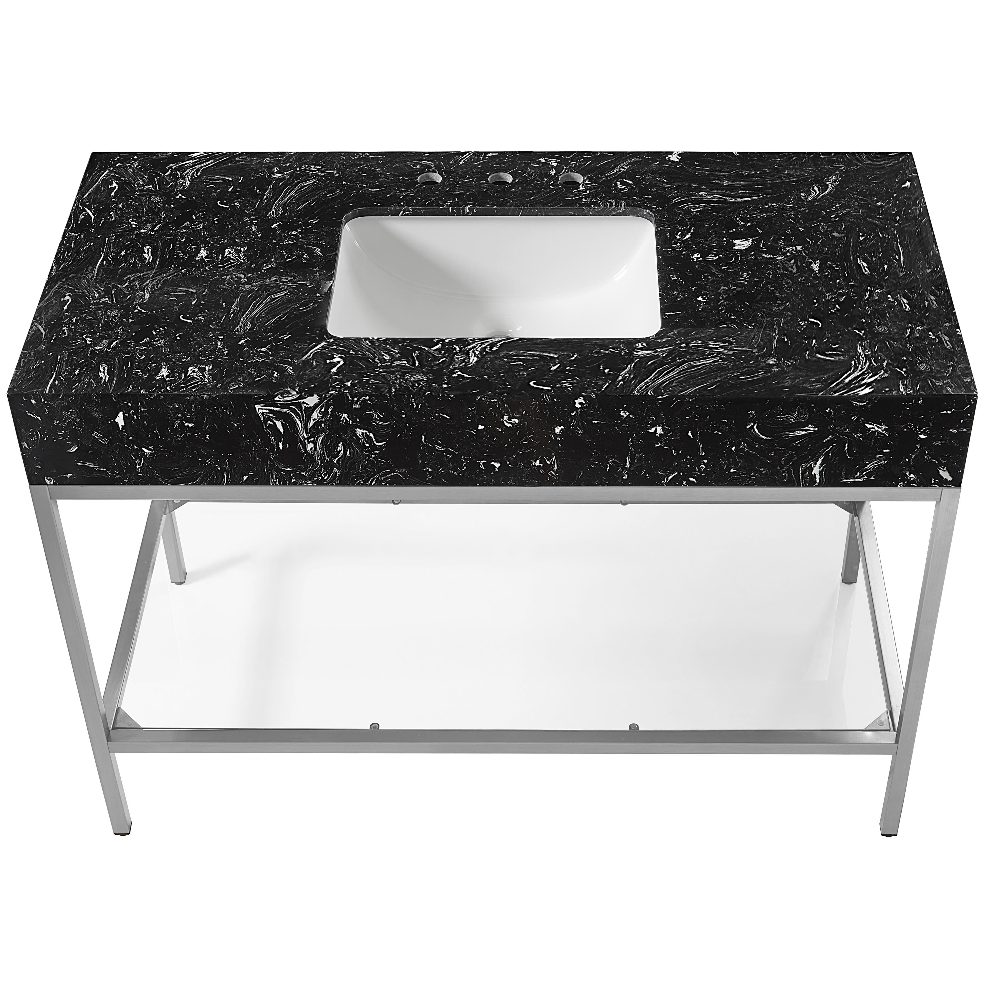 Meridian Marmo Black Engineered Marble Bathroom Vanity