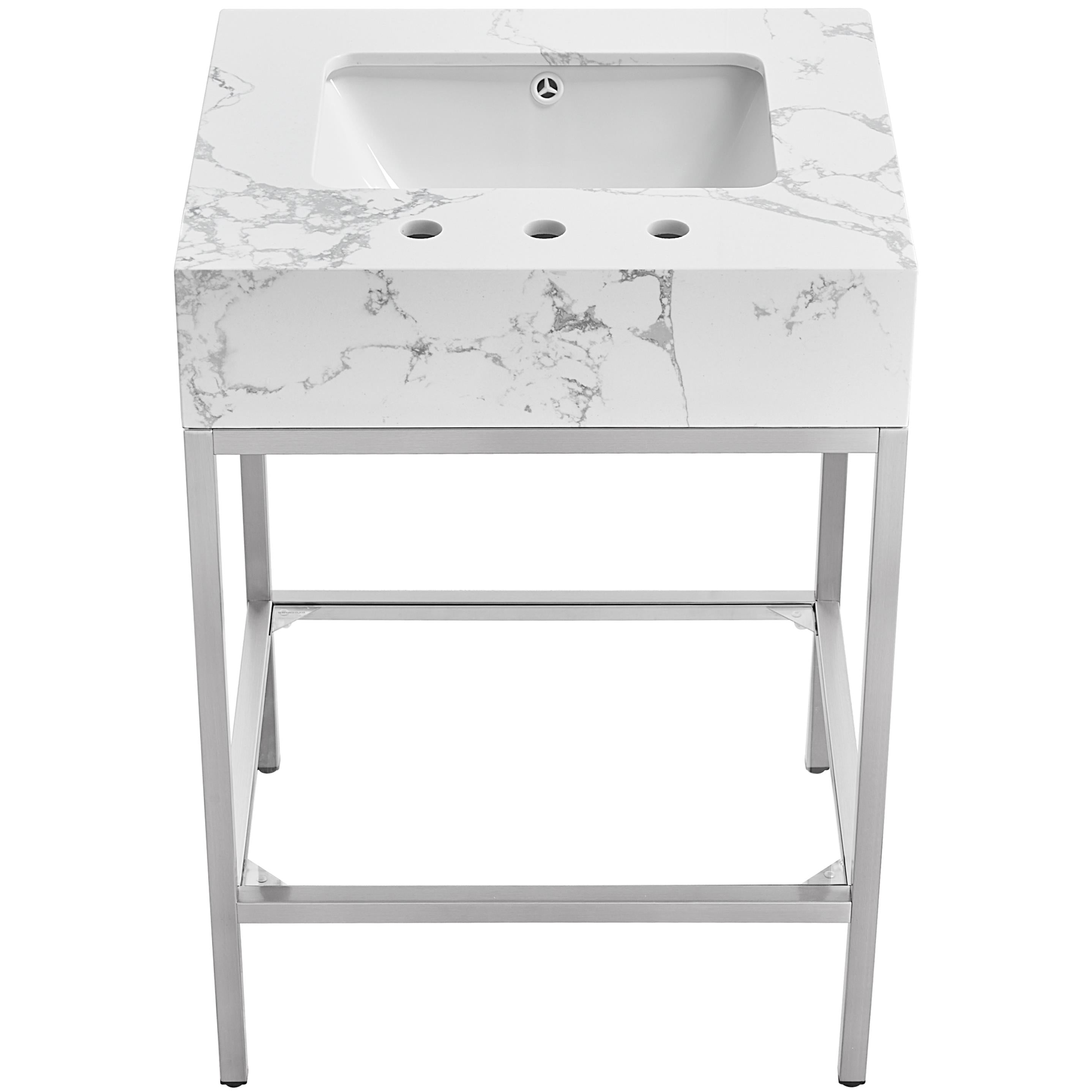 Meridian Marmo White Engineered Marble Bathroom Vanity