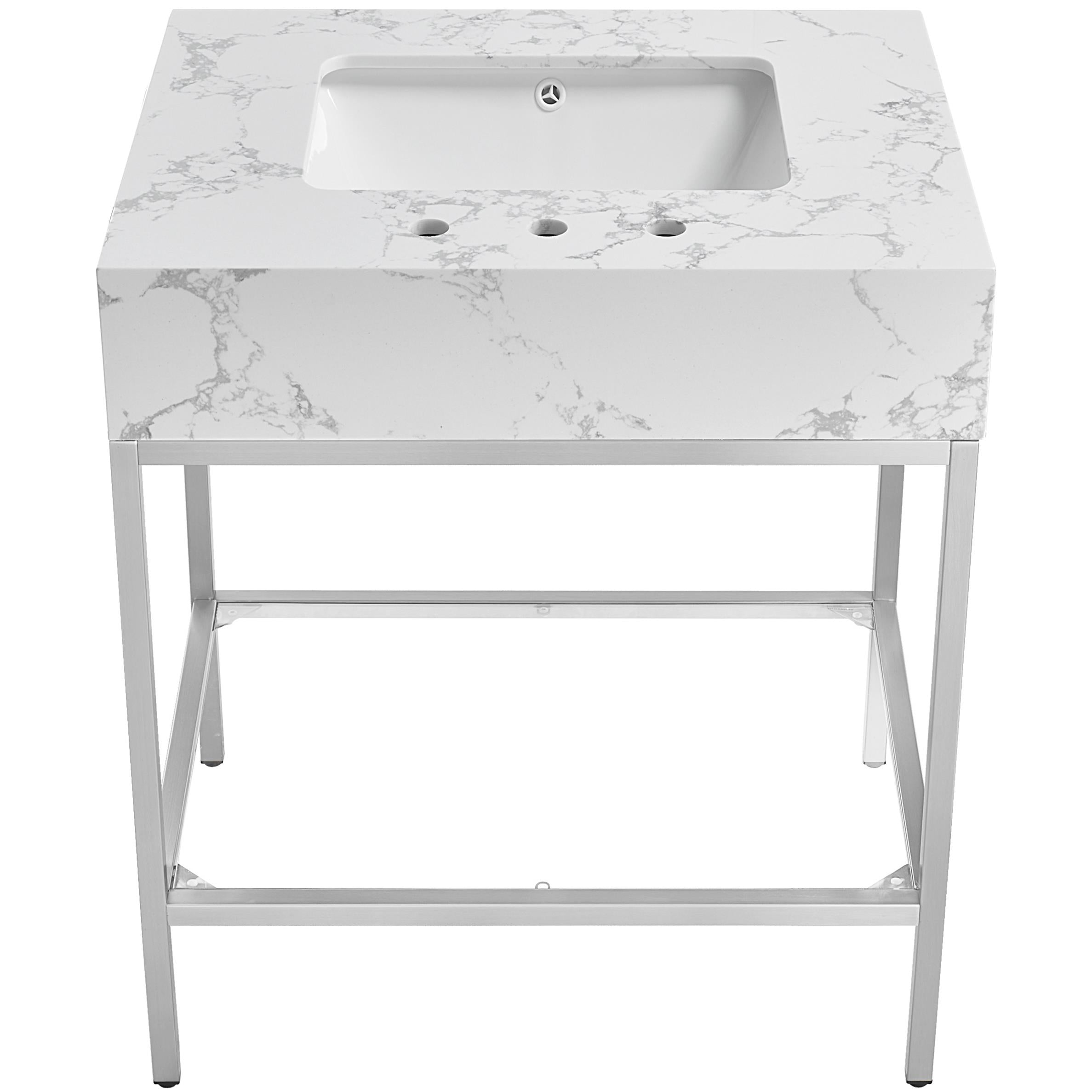Meridian Marmo White Engineered Marble Bathroom Vanity
