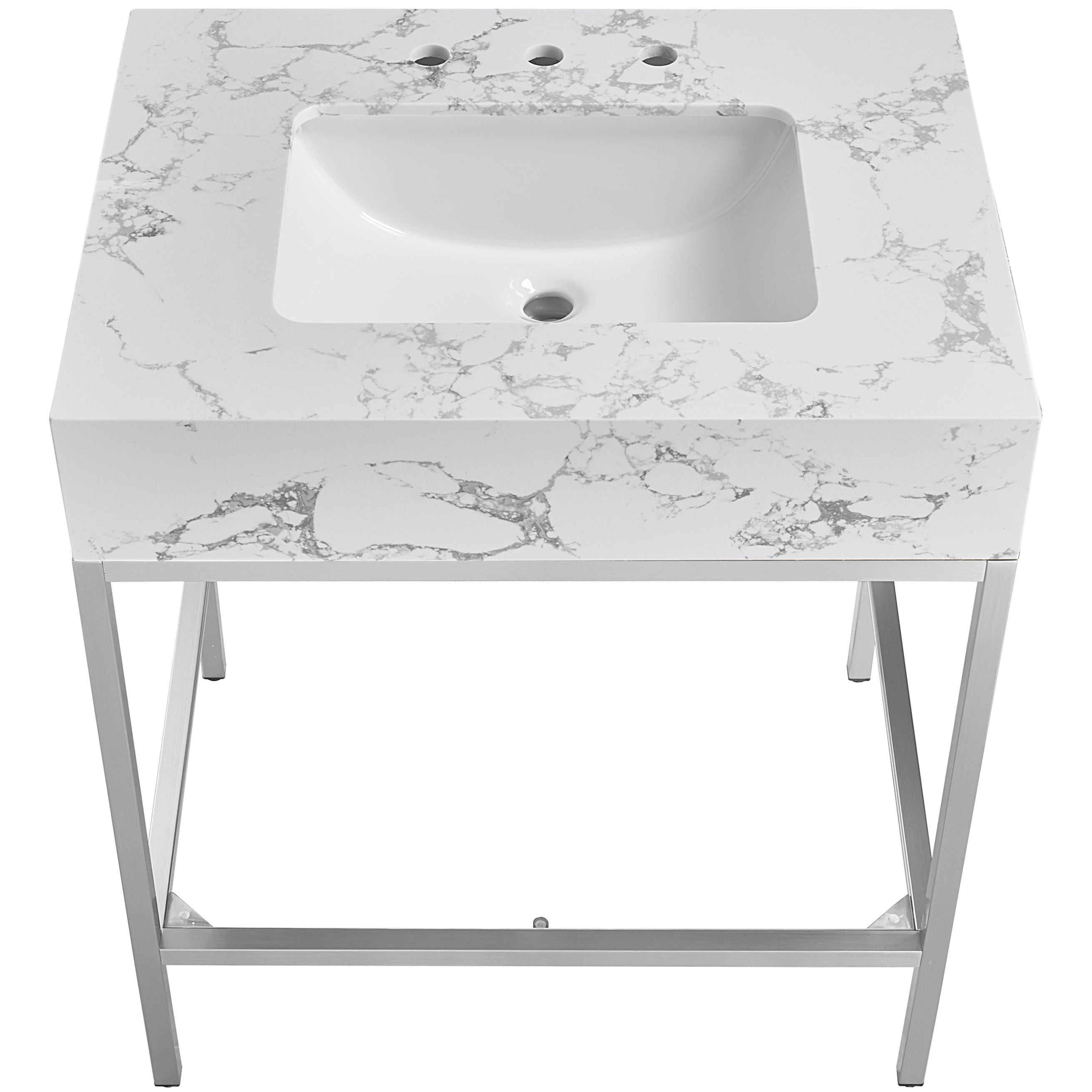 Meridian Marmo White Engineered Marble Bathroom Vanity