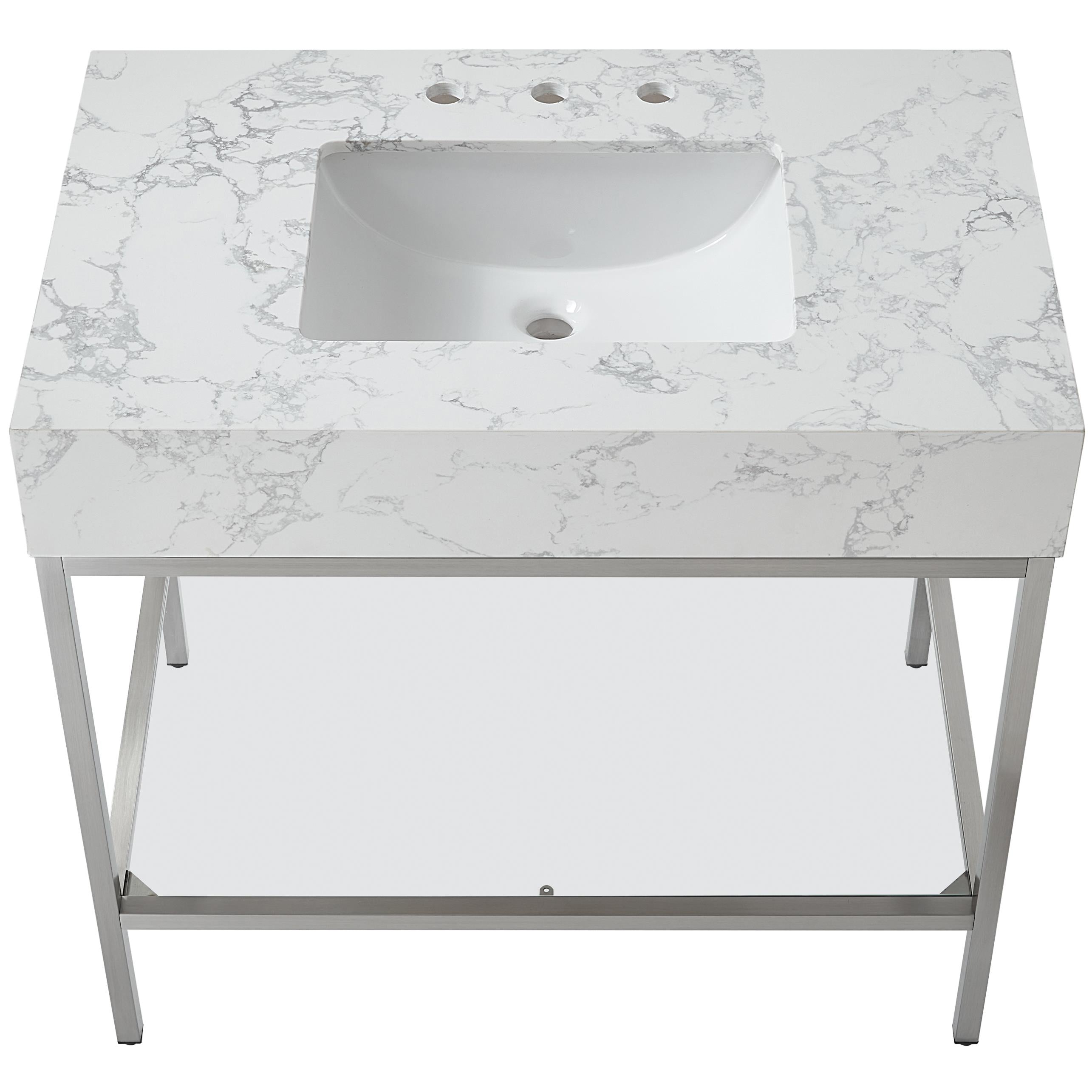 Meridian Marmo White Engineered Marble Bathroom Vanity