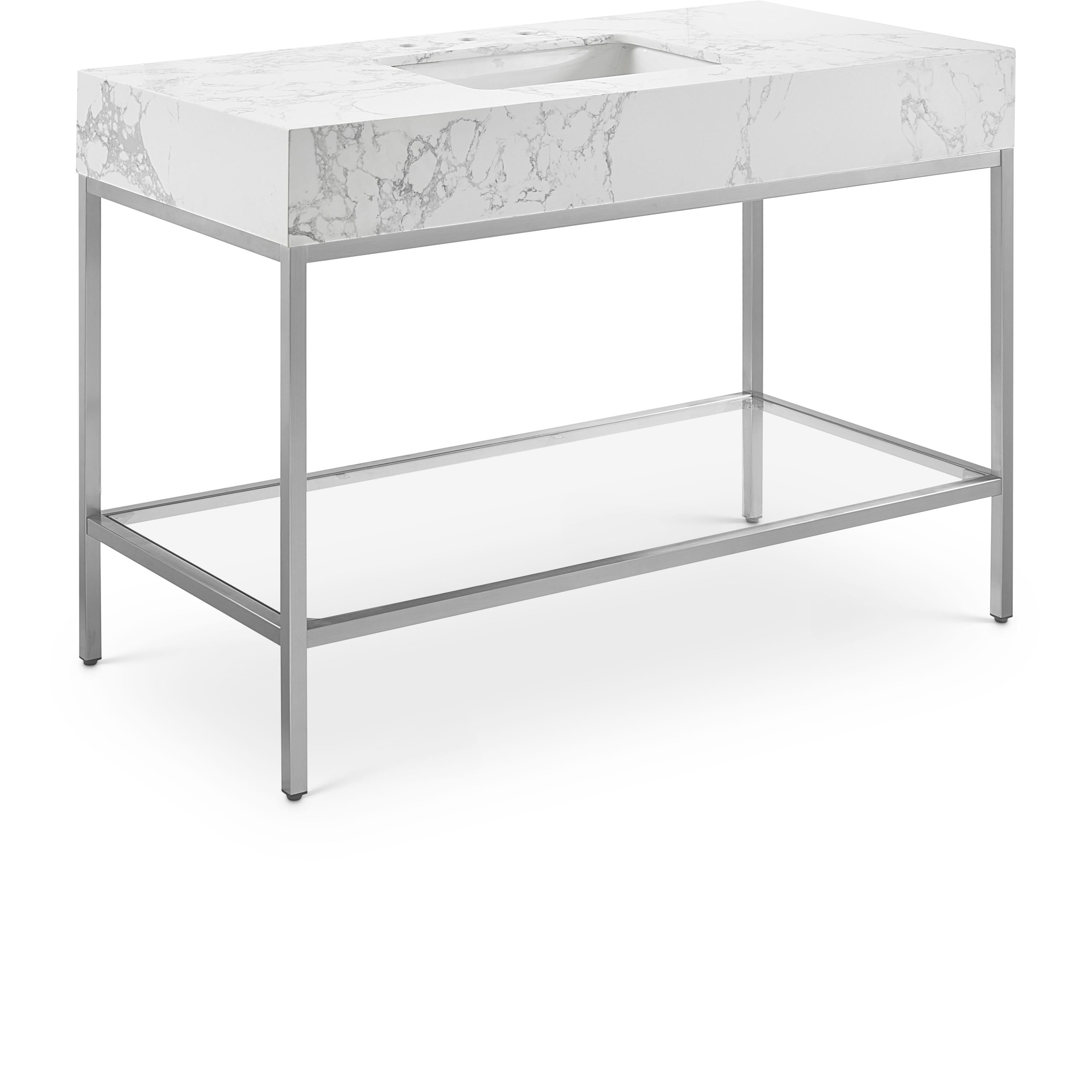 Meridian Marmo White Engineered Marble Bathroom Vanity