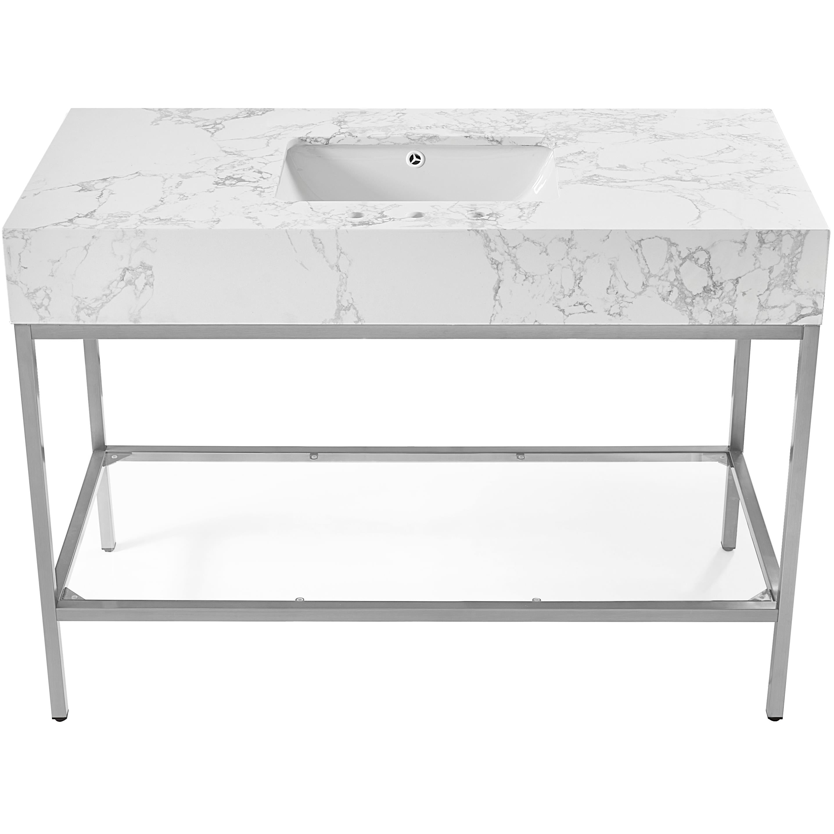Meridian Marmo White Engineered Marble Bathroom Vanity