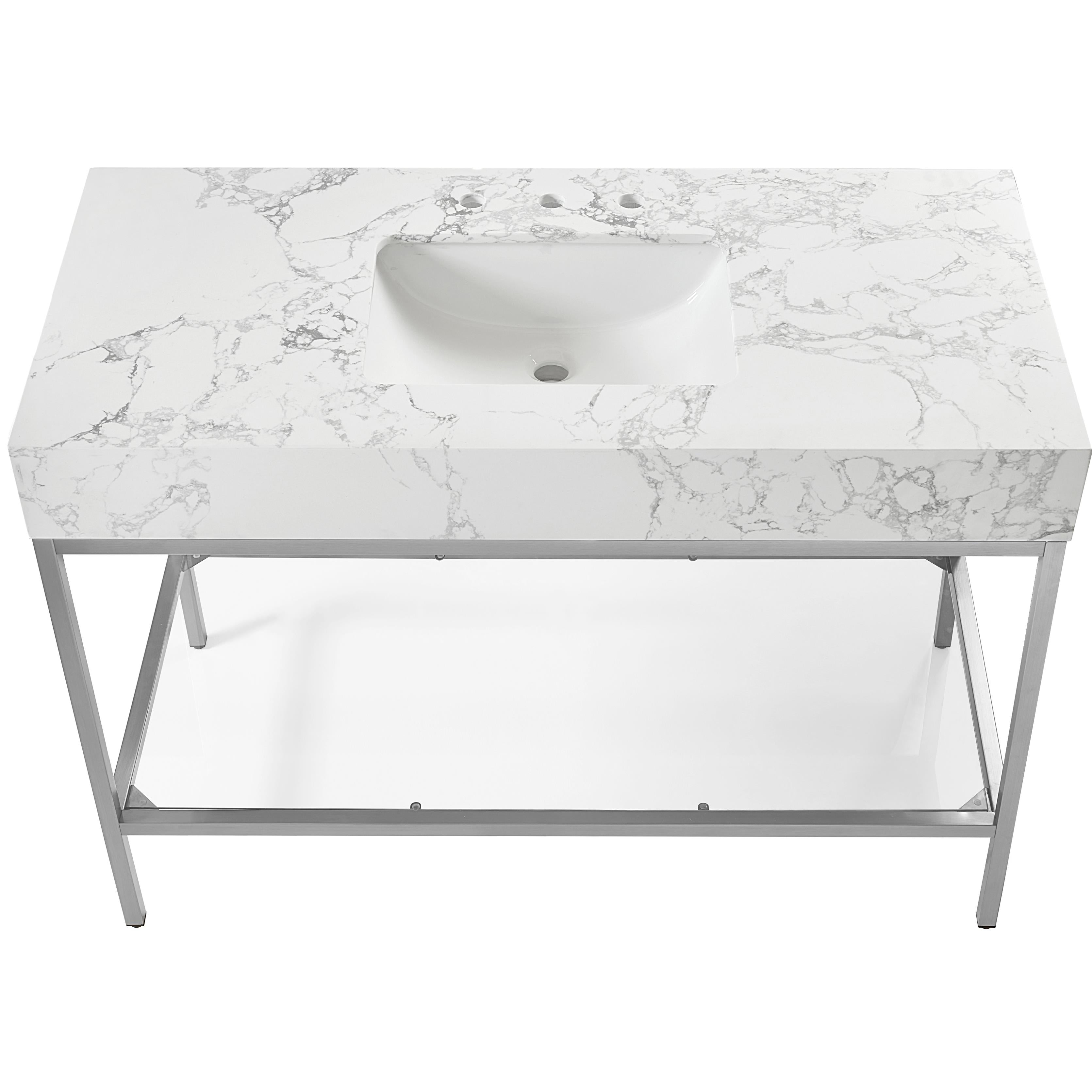 Meridian Marmo White Engineered Marble Bathroom Vanity