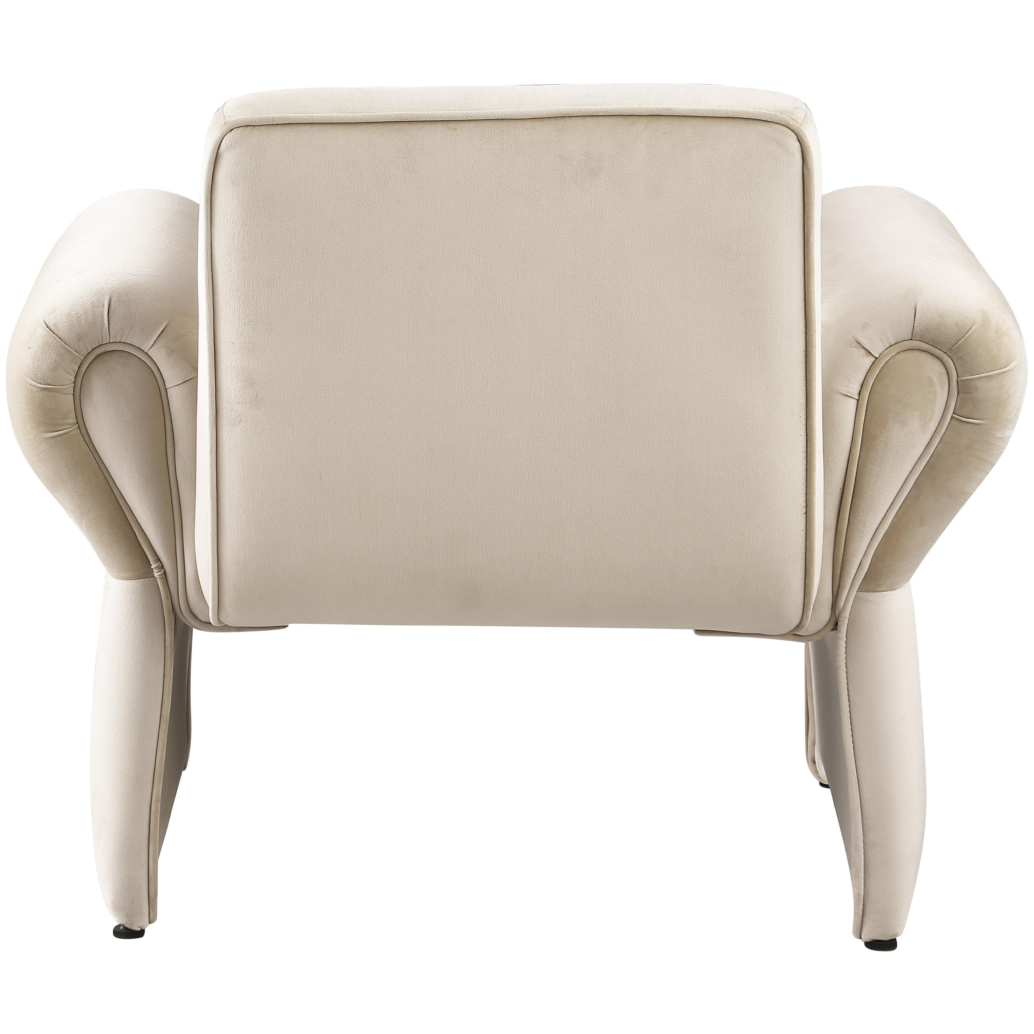 Meridian Fleurette Cream Velvet Accent Chair
