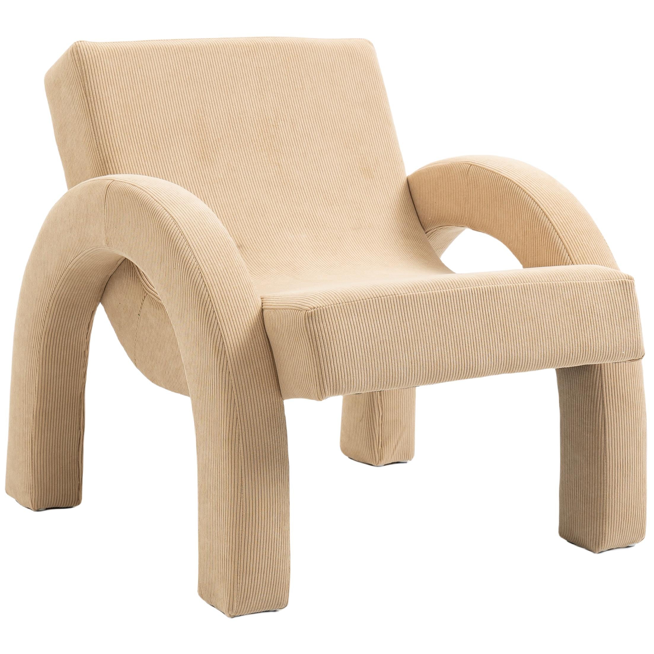 Meridian Corduroy Beige Corduroy Fabric Accent Chair