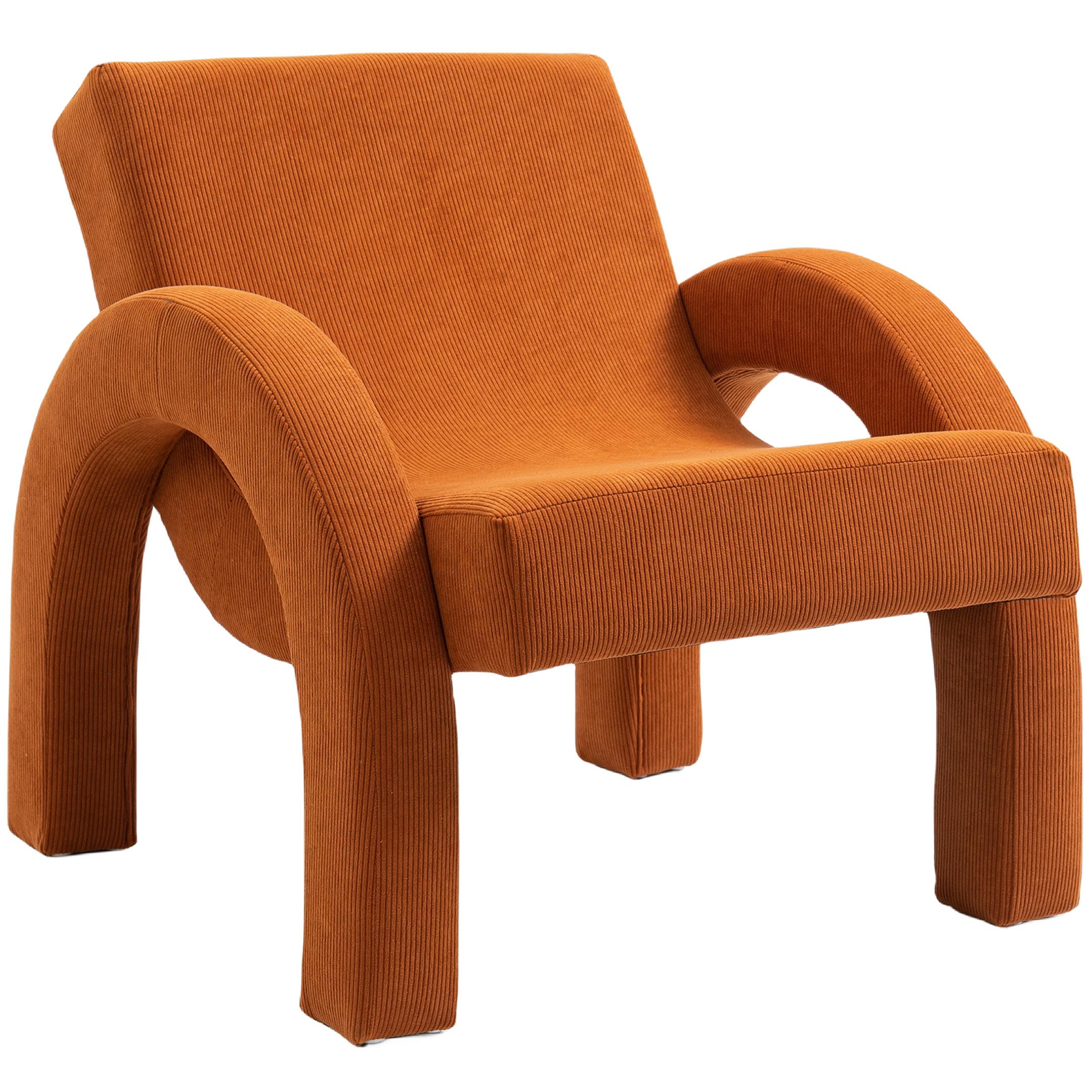 Meridian Corduroy Cognac Corduroy Fabric Accent Chair