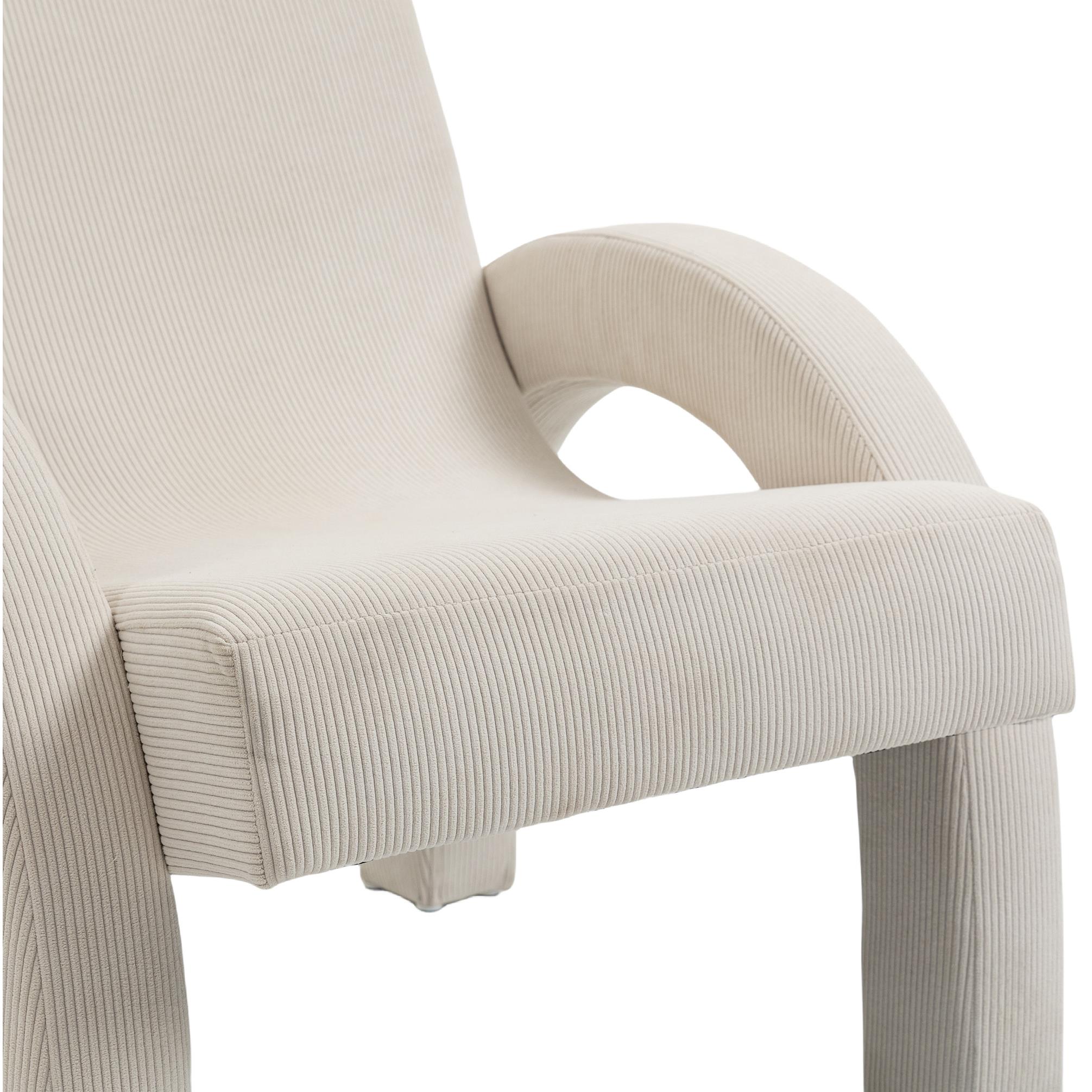 Meridian Corduroy Cream Corduroy Fabric Accent Chair