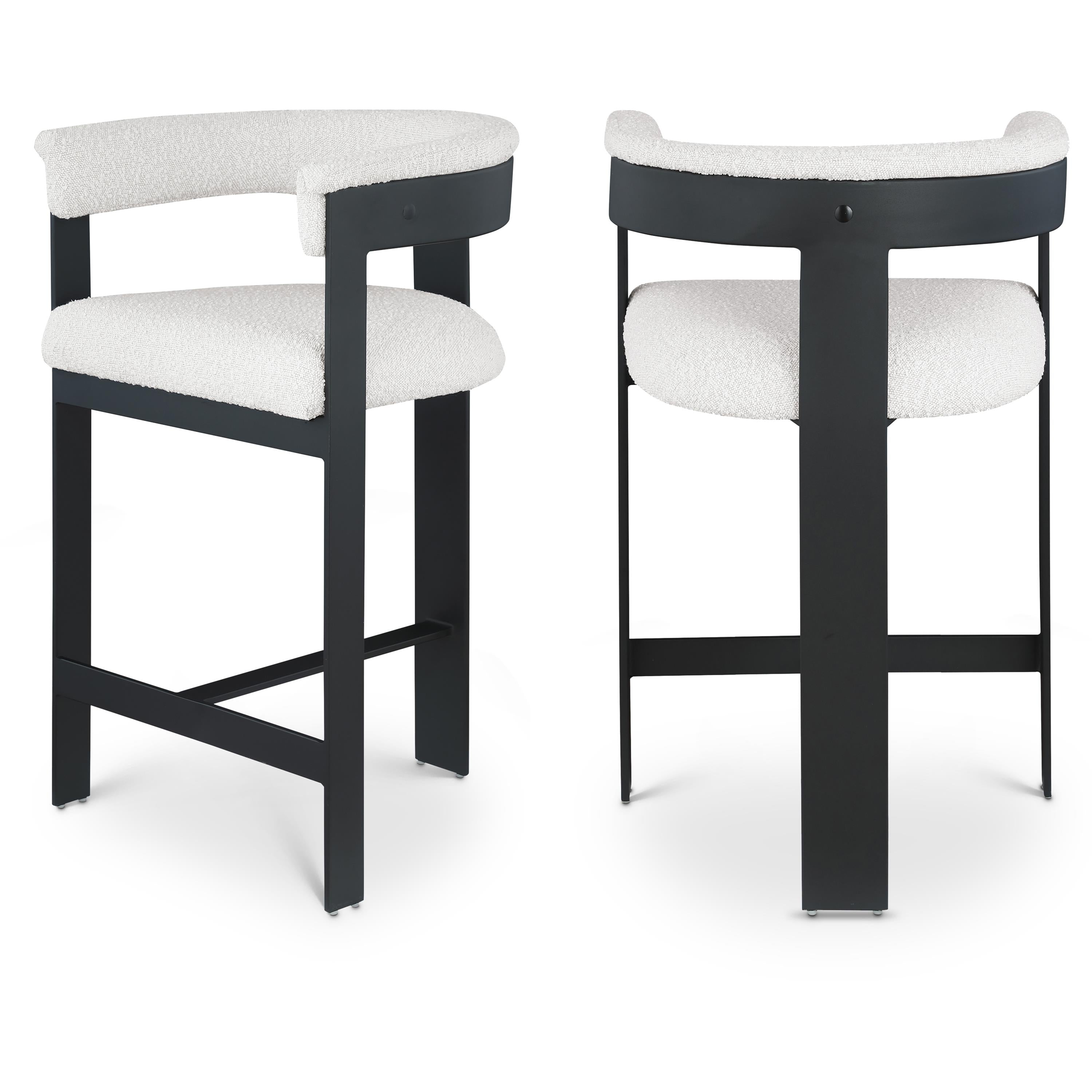 Meridian Romeo Cream Boucle Fabric Counter Stool