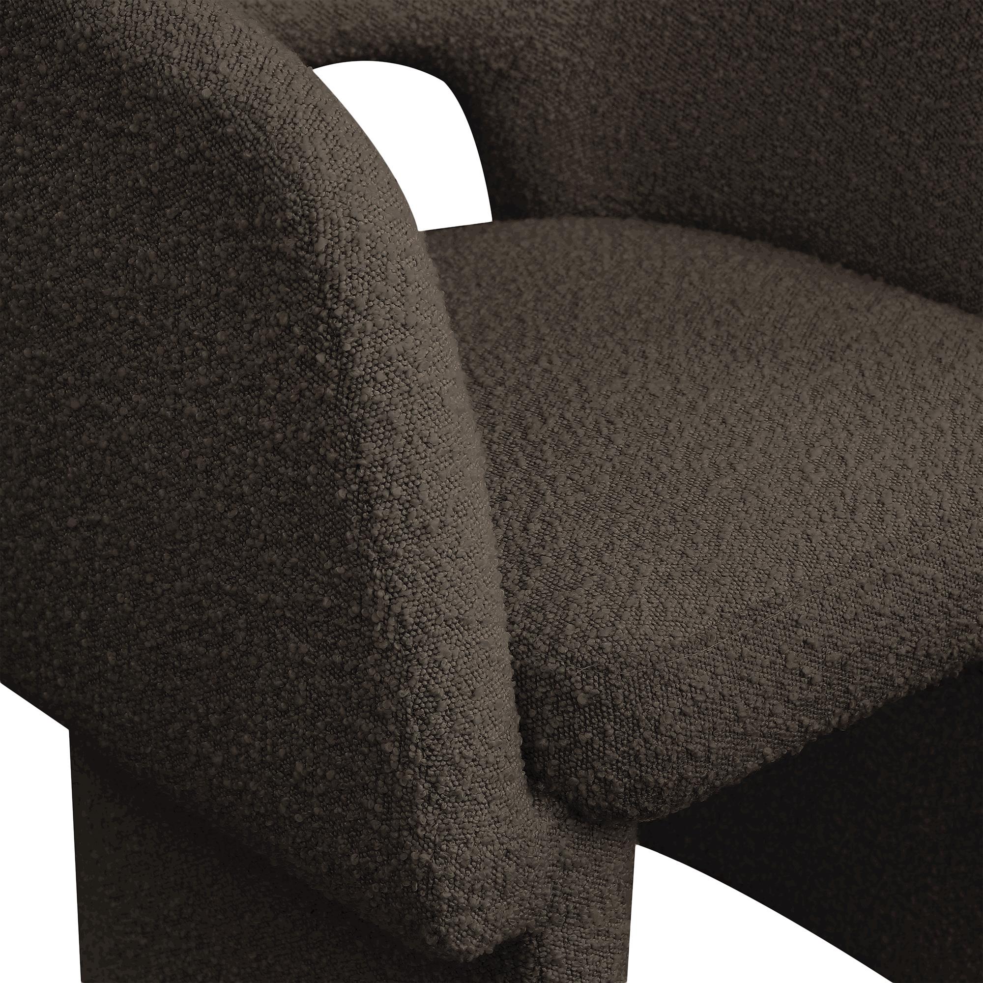 Meridian Emmet Brown Boucle Fabric Dining Chair / Accent Chair