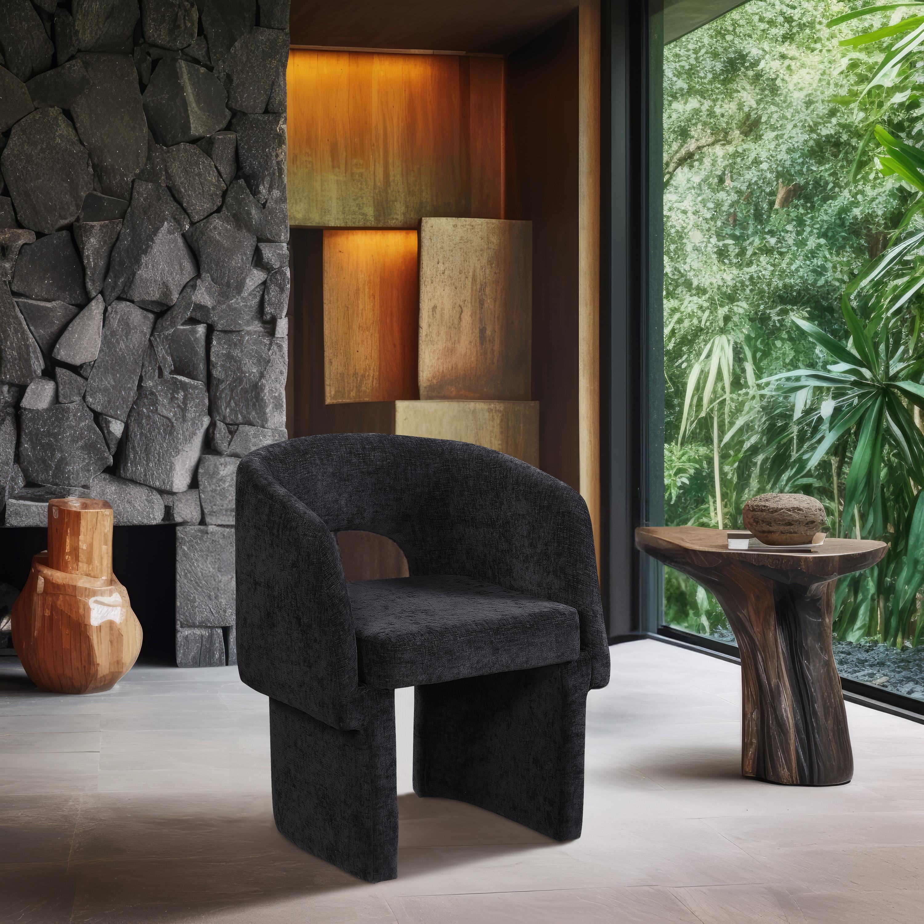 Meridian Emmet Black Chenille Fabric Dining Chair / Accent Chair