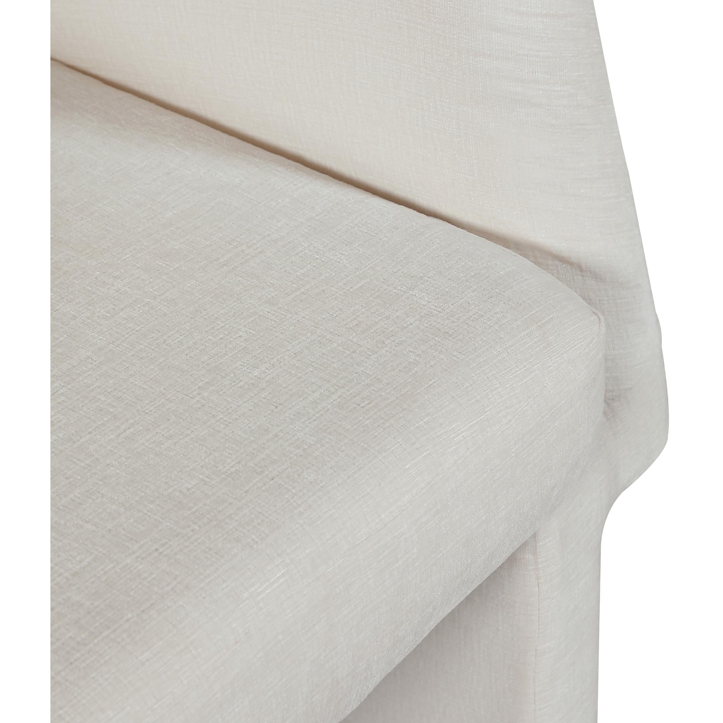 Meridian Emmet Cream Chenille Fabric Dining Chair / Accent Chair