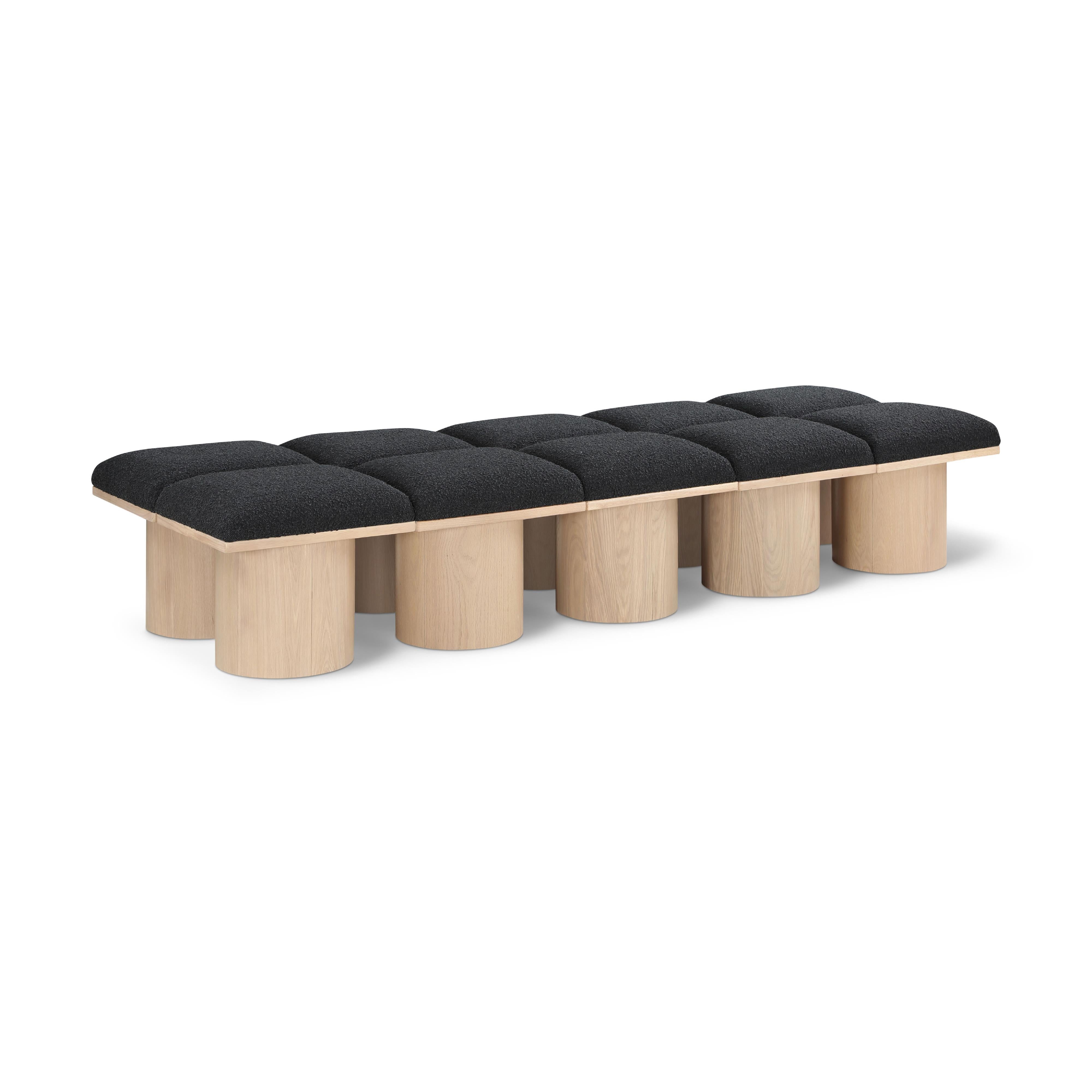 Meridian Pavilion Black Boucle Fabric Bench