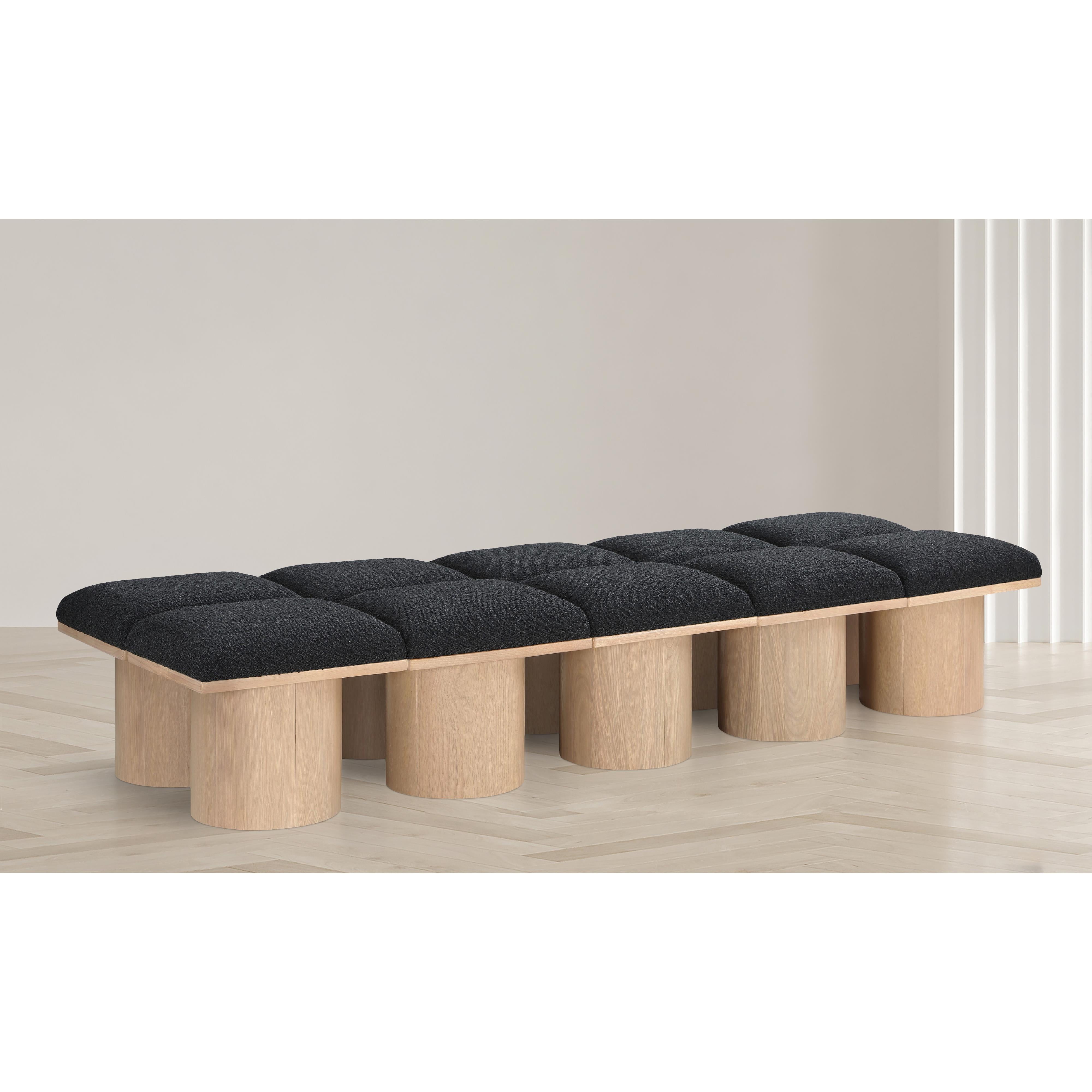 Meridian Pavilion Black Boucle Fabric Bench