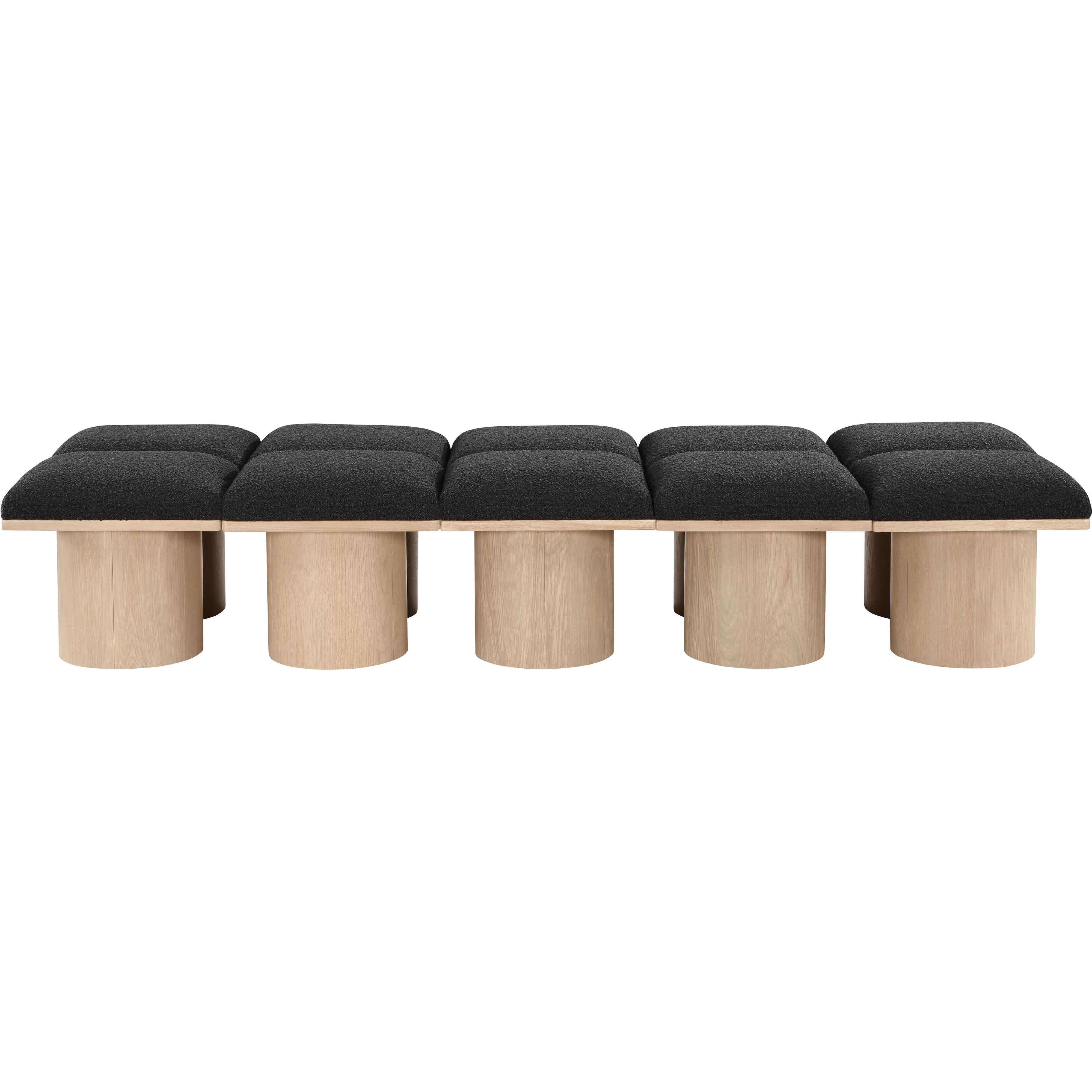 Meridian Pavilion Black Boucle Fabric Bench