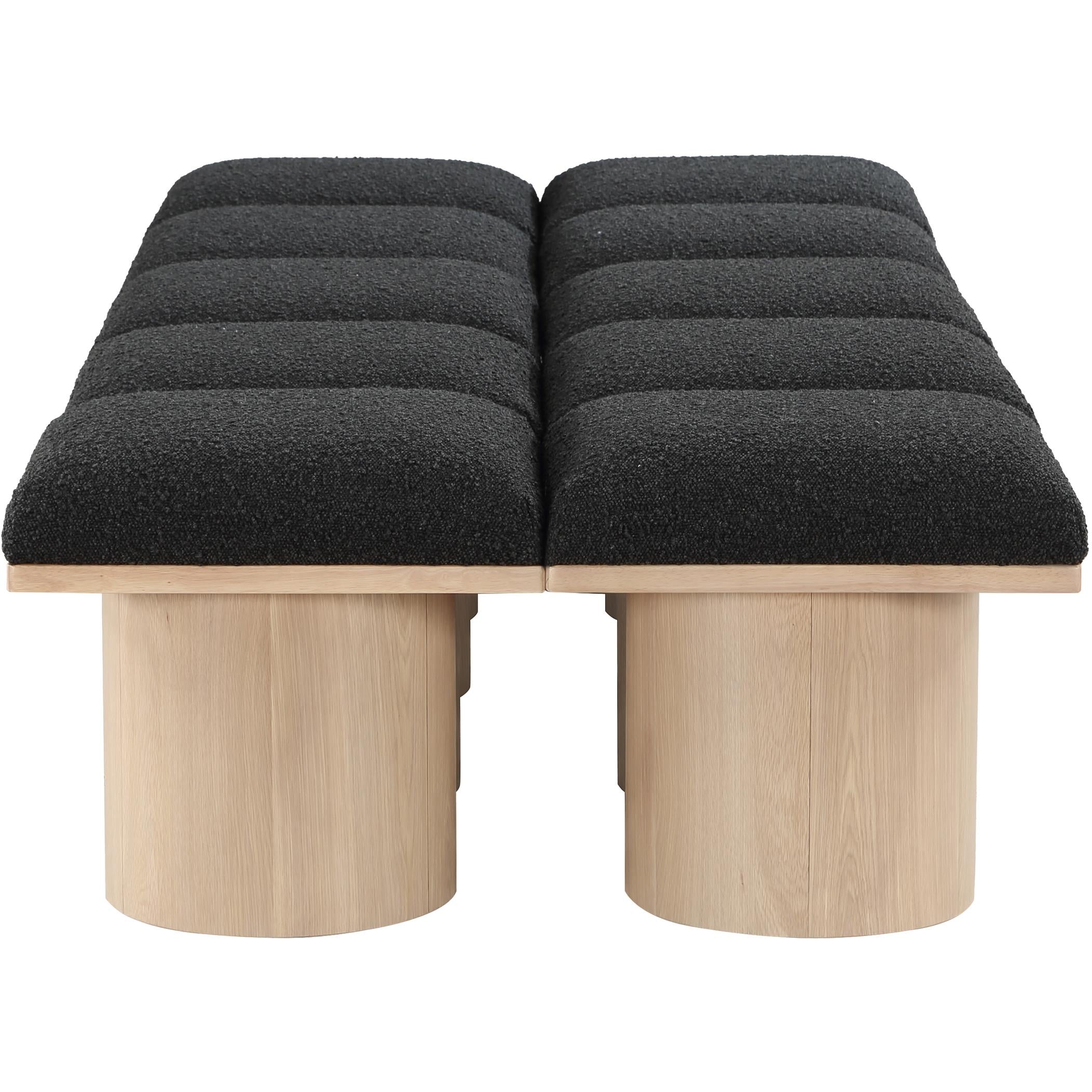Meridian Pavilion Black Boucle Fabric Bench