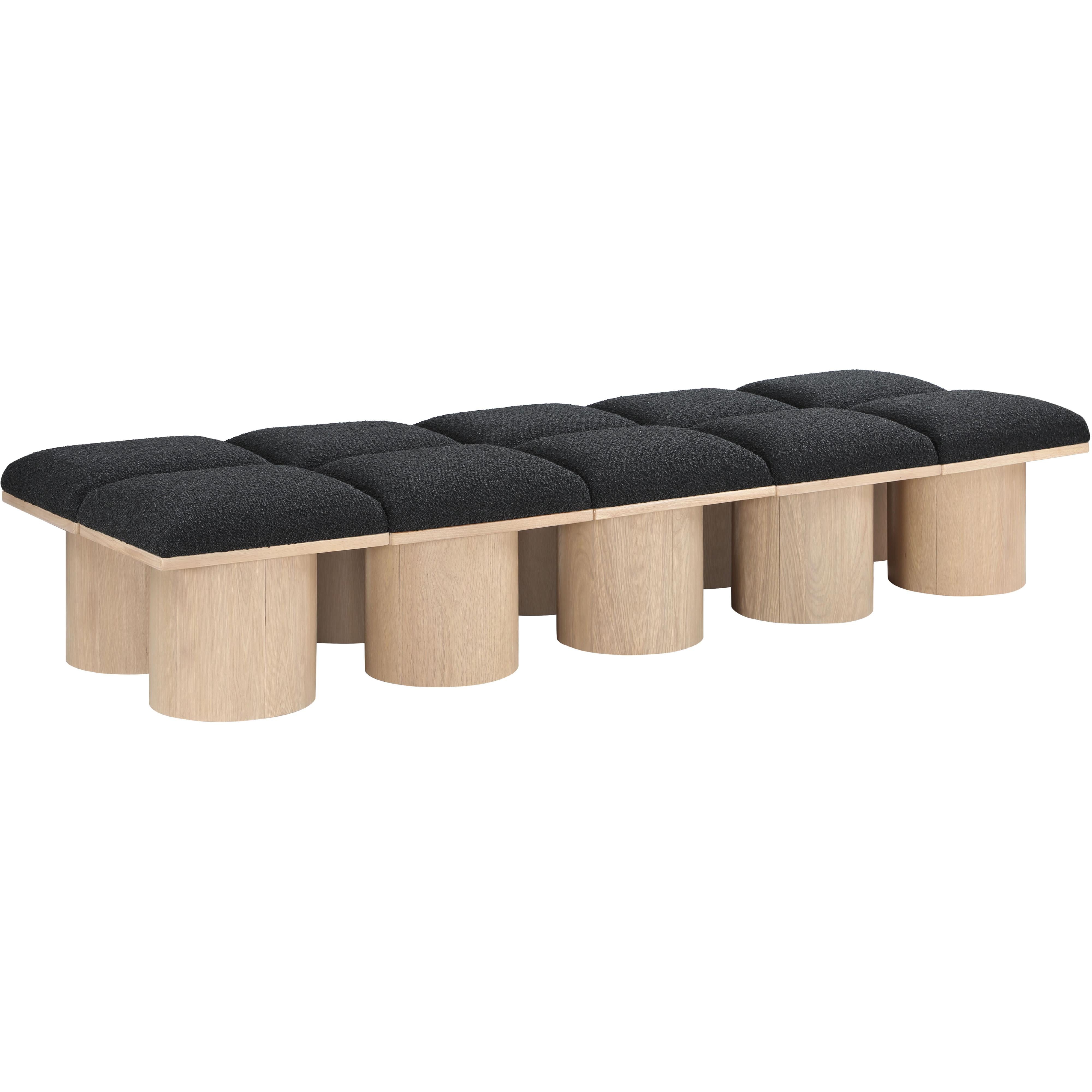 Meridian Pavilion Black Boucle Fabric Bench