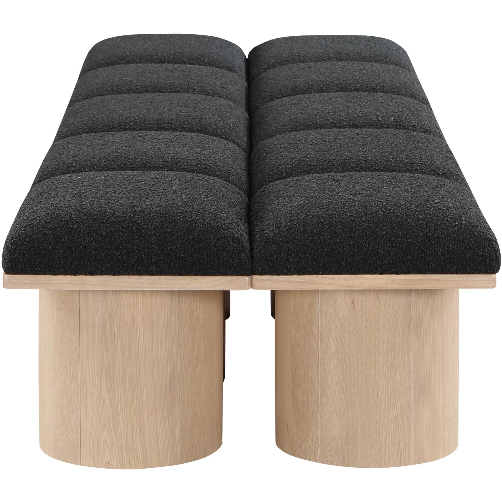 Meridian Pavilion Black Boucle Fabric Bench