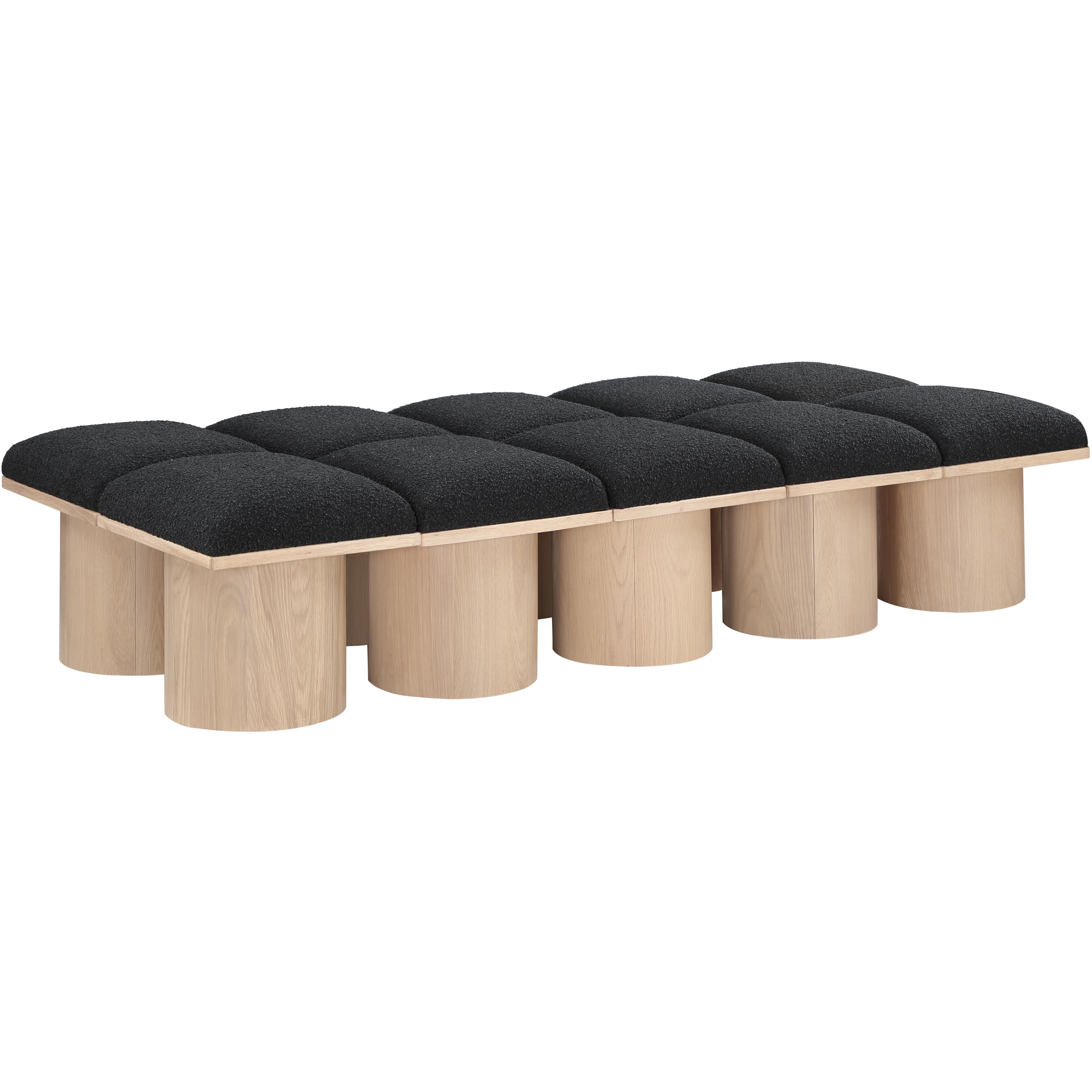 Meridian Pavilion Black Boucle Fabric Bench