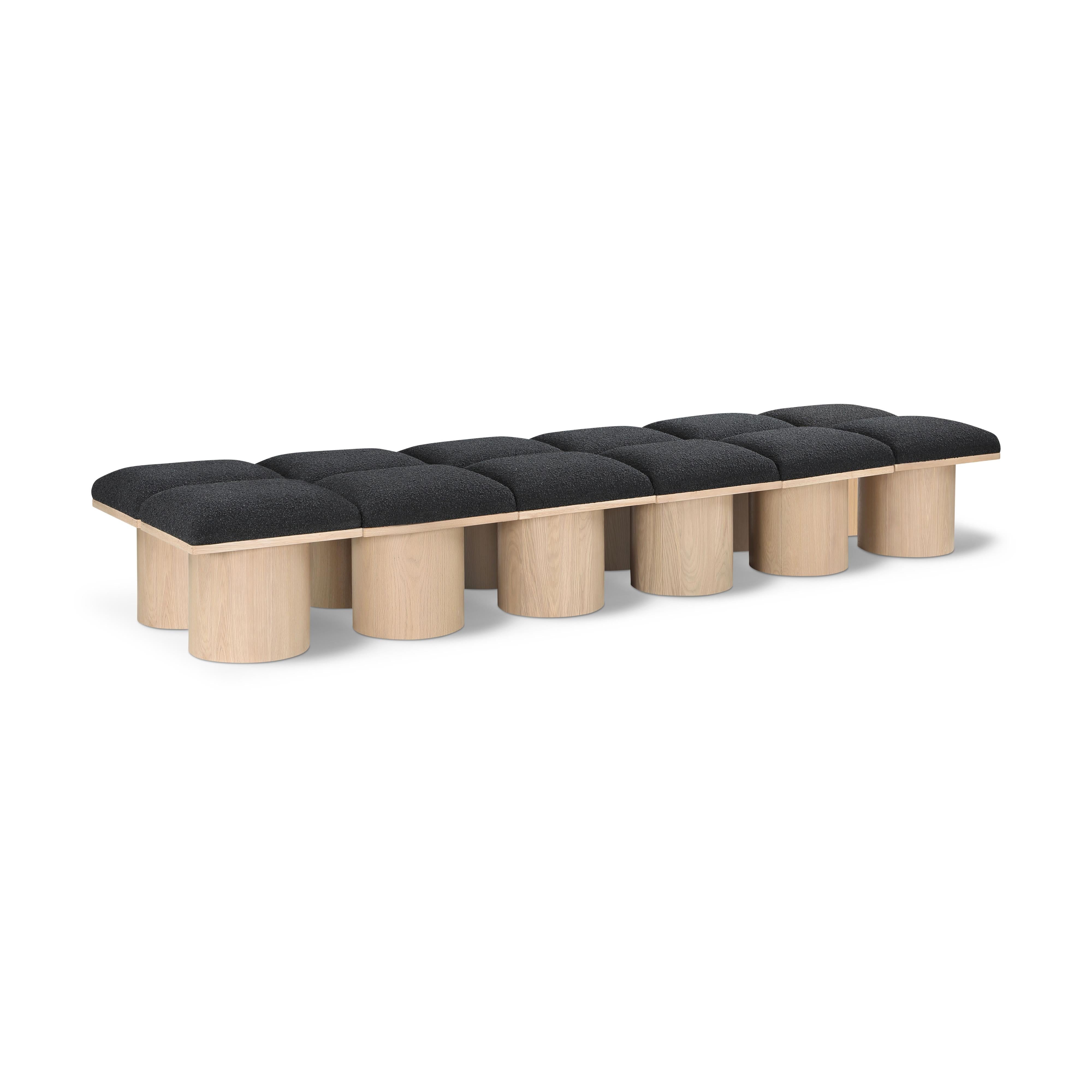 Meridian Pavilion Black Boucle Fabric Bench