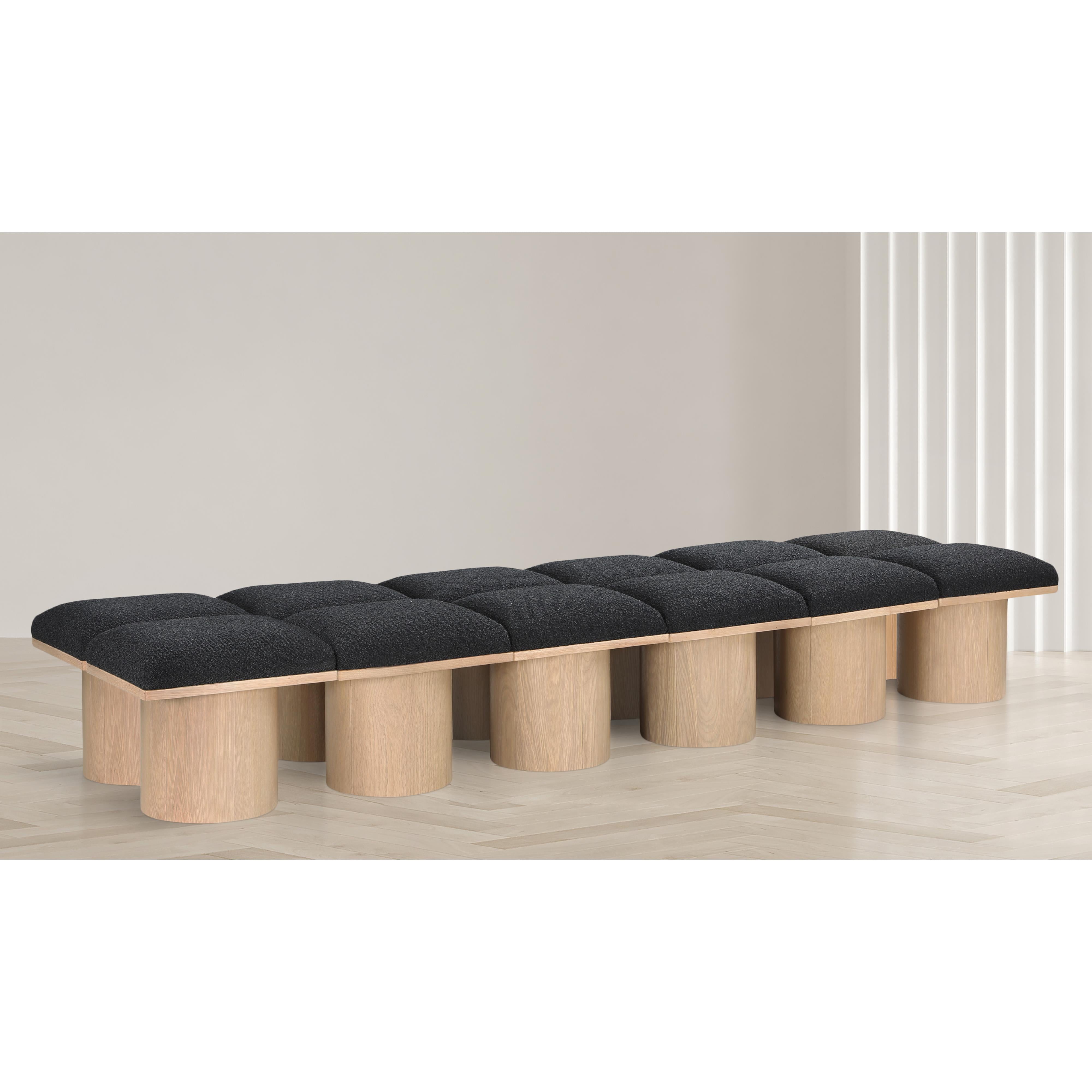 Meridian Pavilion Black Boucle Fabric Bench