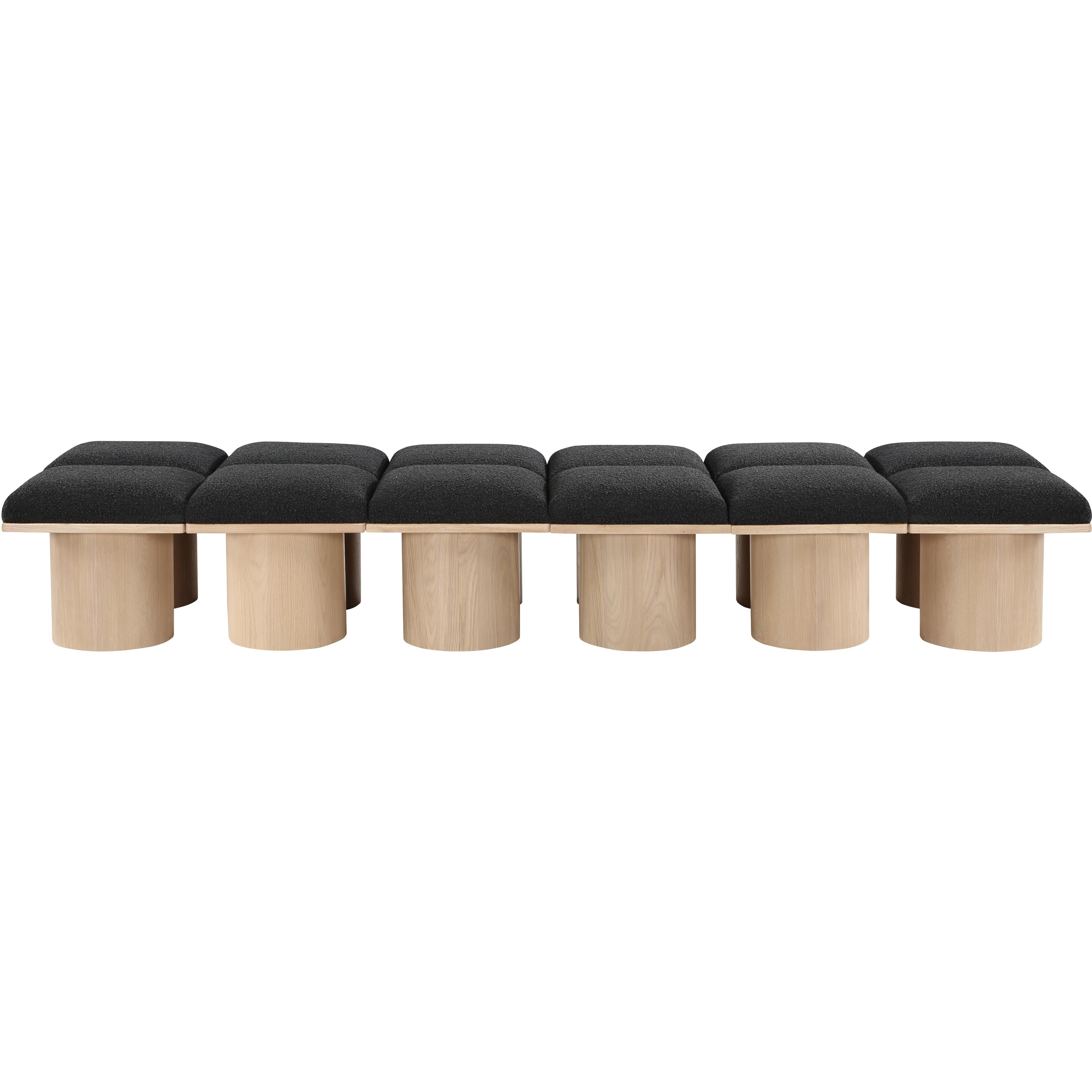 Meridian Pavilion Black Boucle Fabric Bench