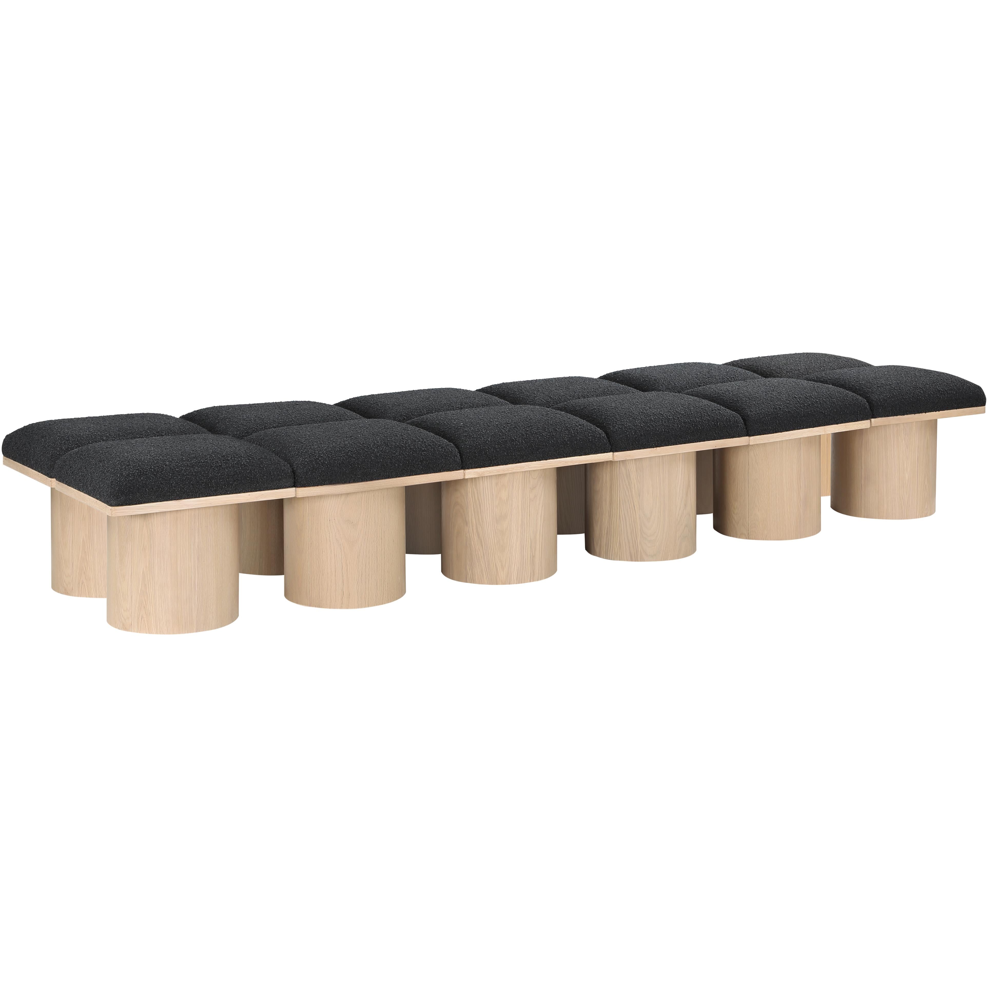 Meridian Pavilion Black Boucle Fabric Bench