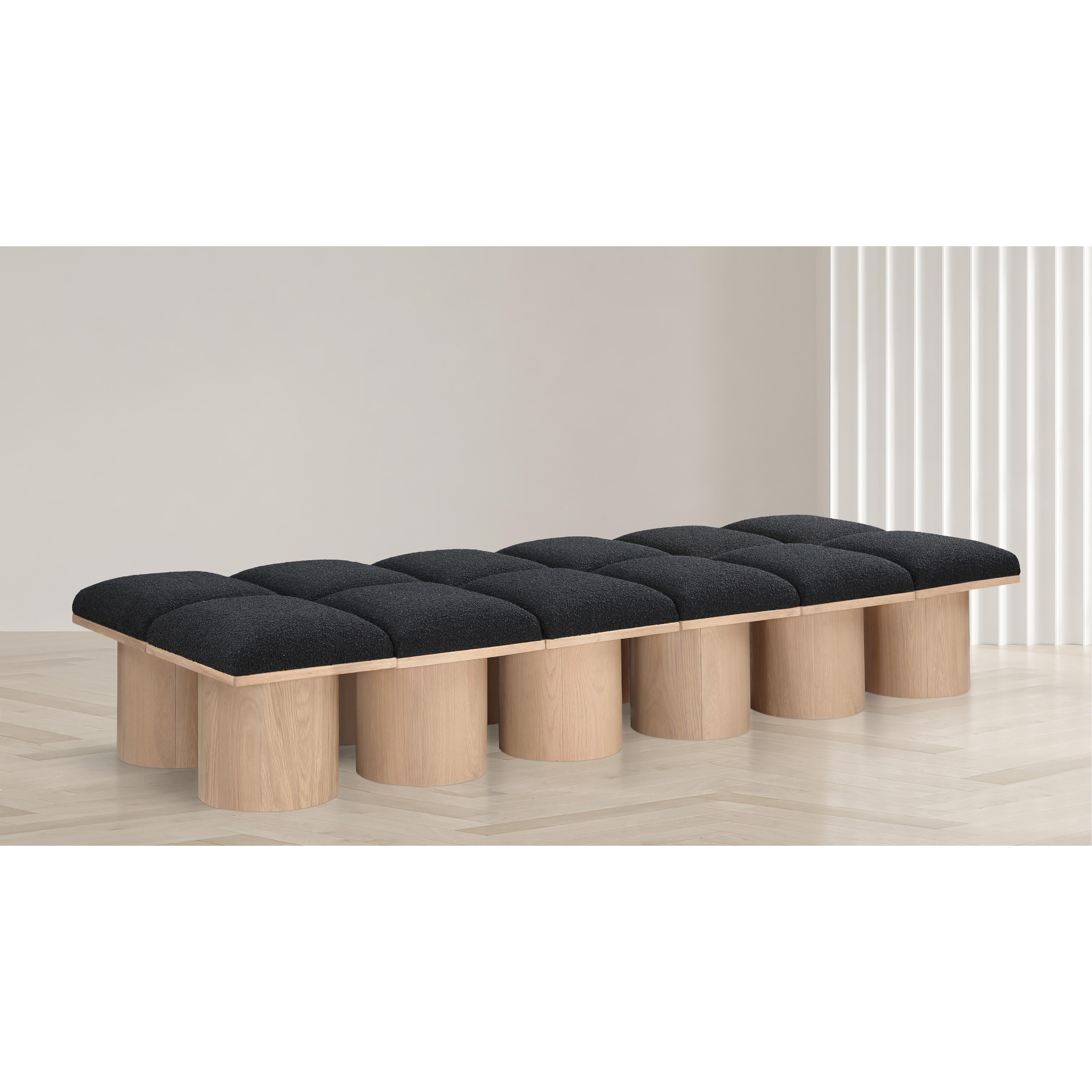 Meridian Pavilion Black Boucle Fabric Bench