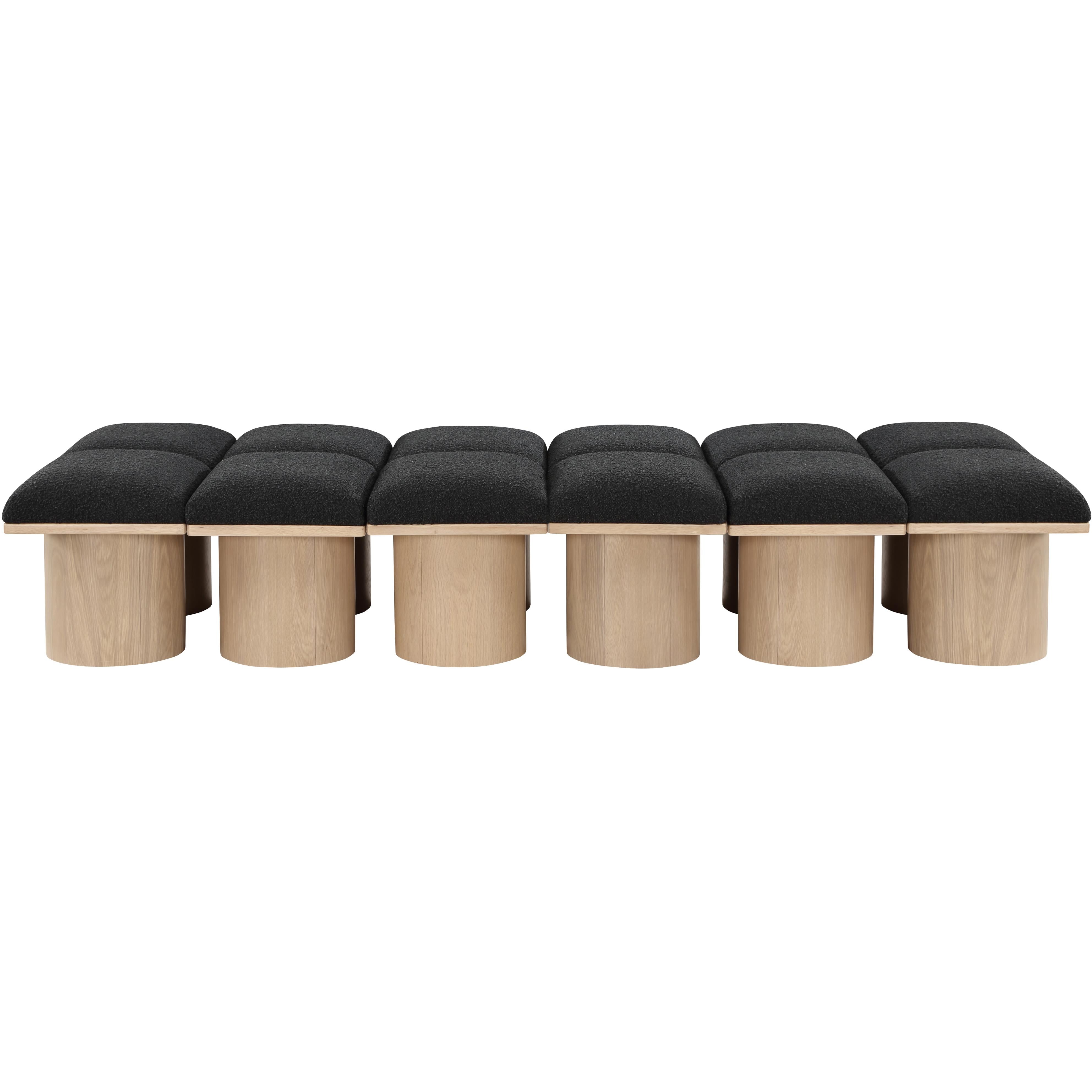 Meridian Pavilion Black Boucle Fabric Bench