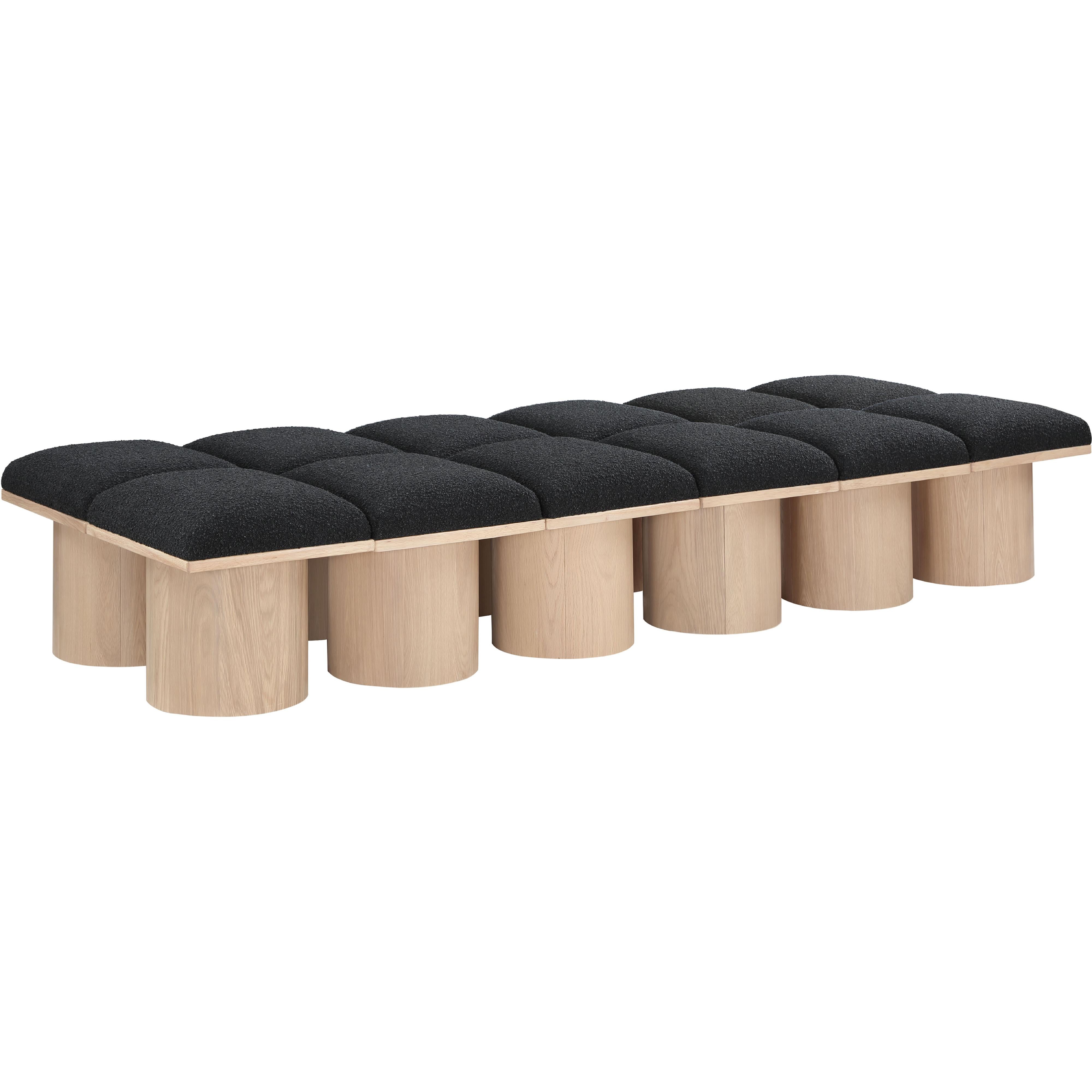Meridian Pavilion Black Boucle Fabric Bench