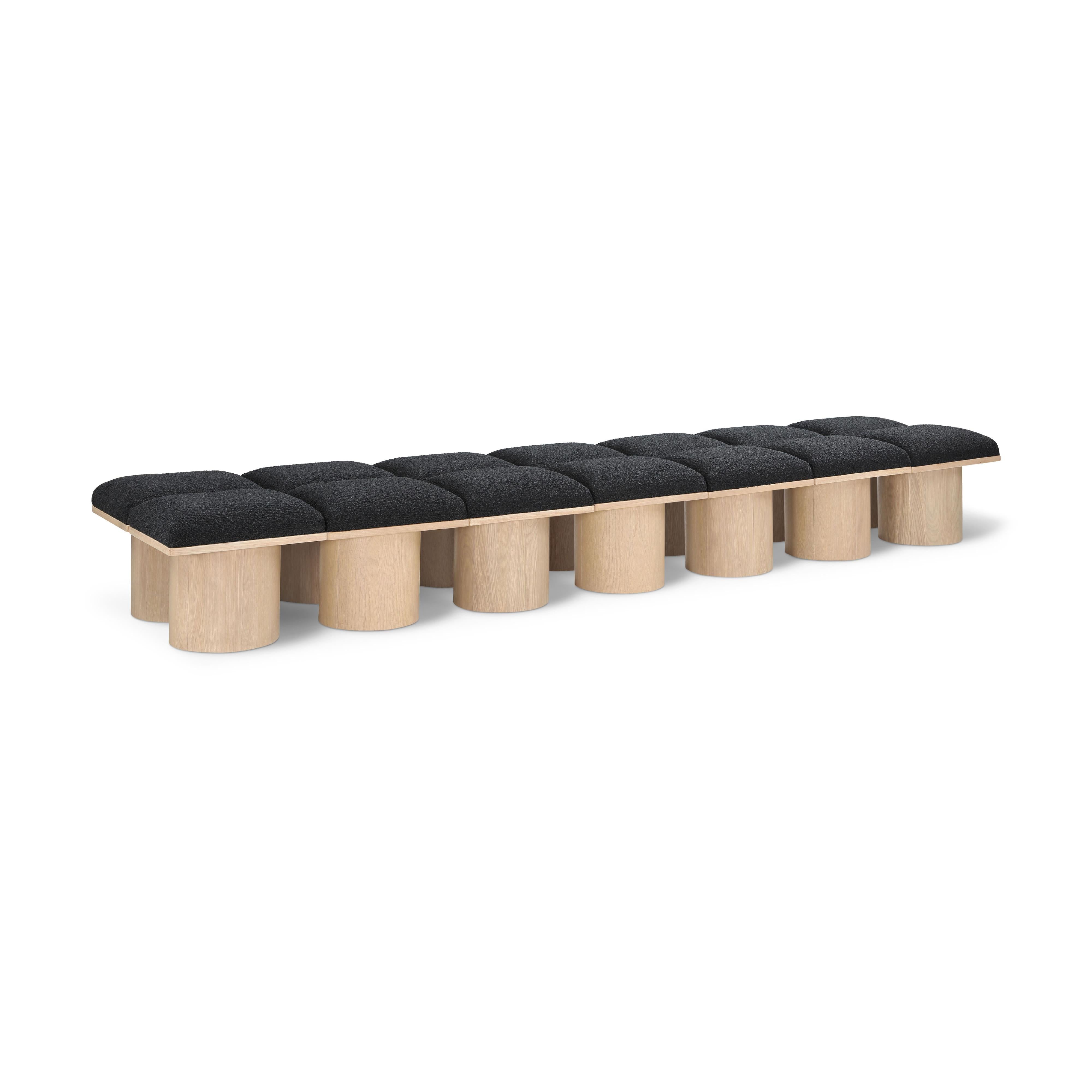 Meridian Pavilion Black Boucle Fabric Bench