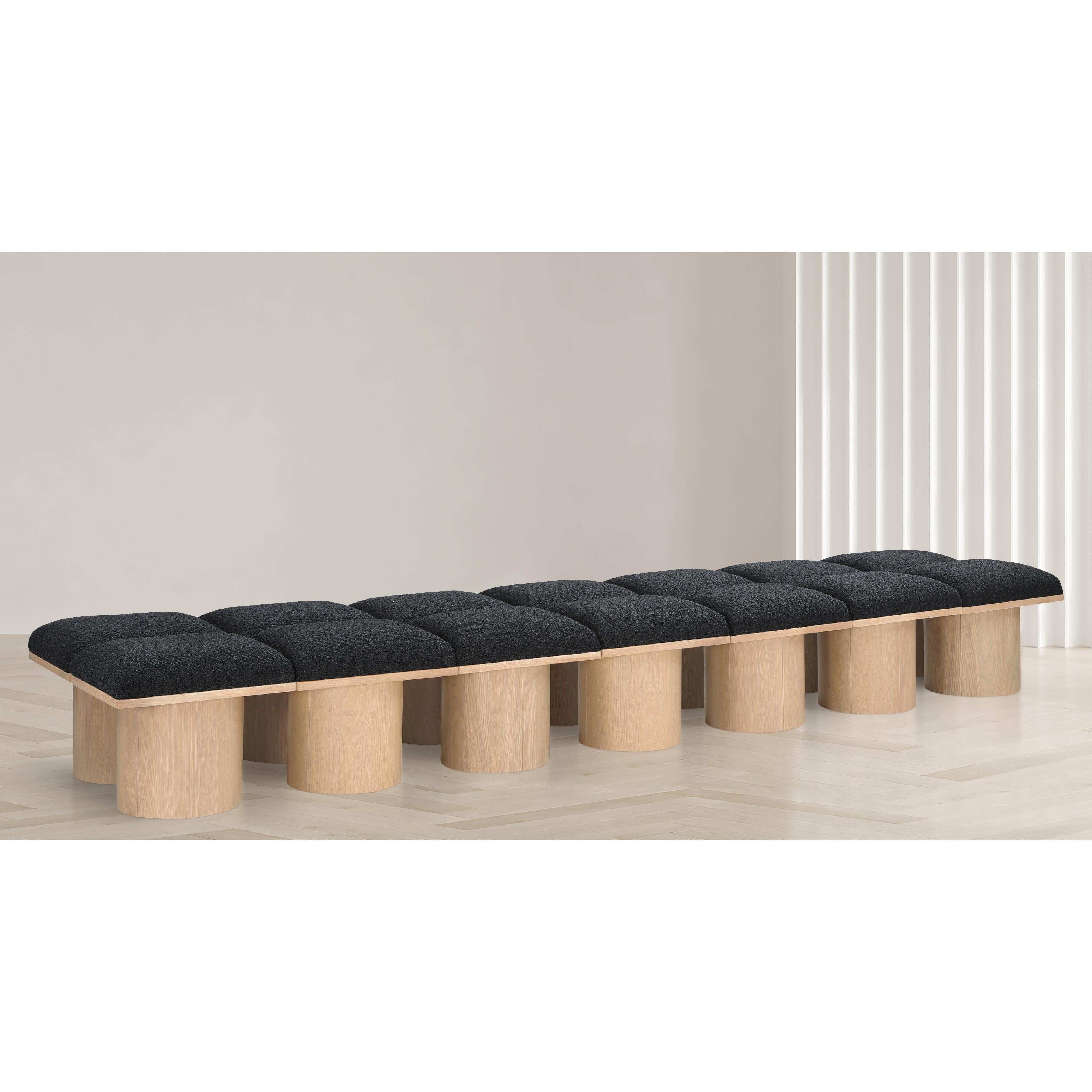 Meridian Pavilion Black Boucle Fabric Bench