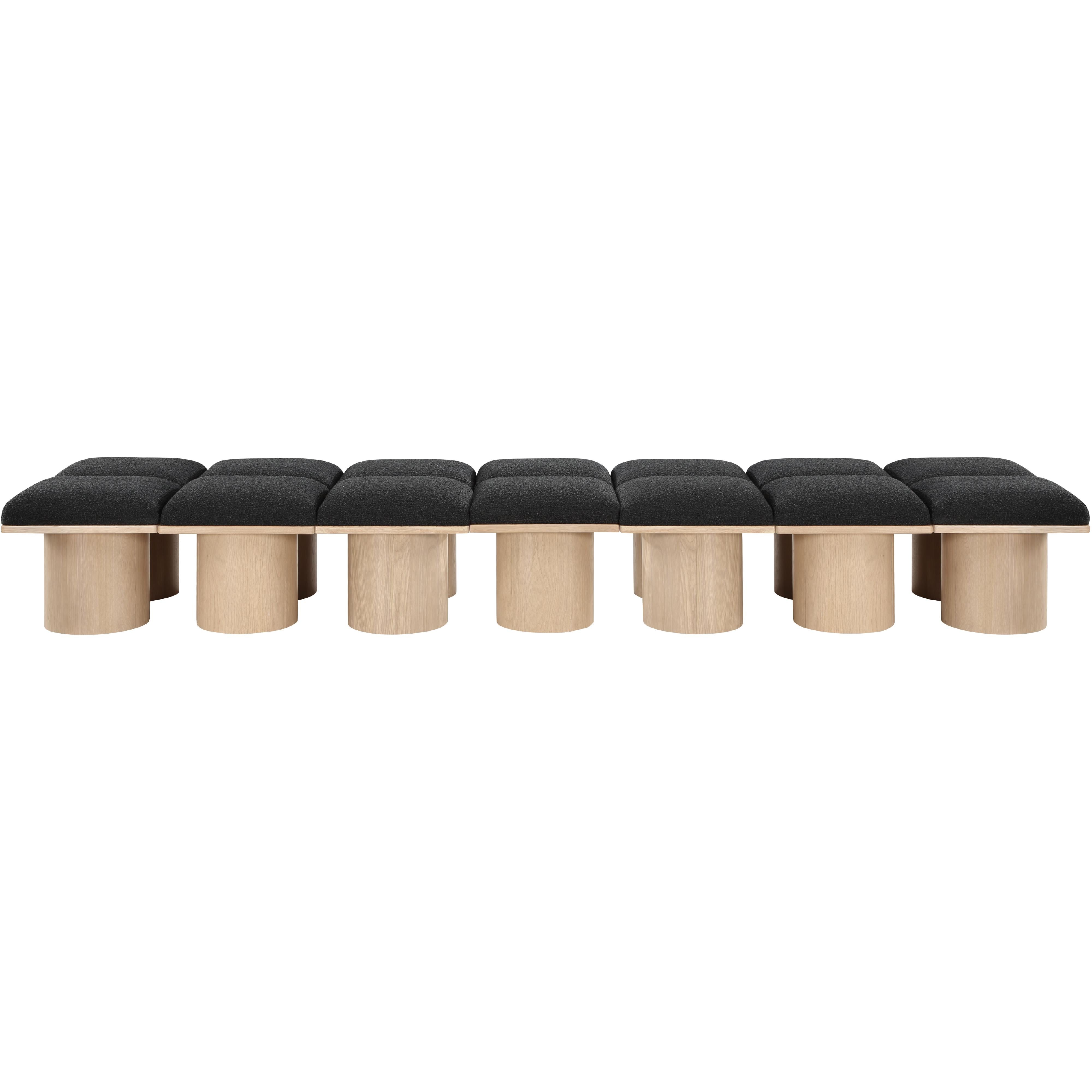 Meridian Pavilion Black Boucle Fabric Bench