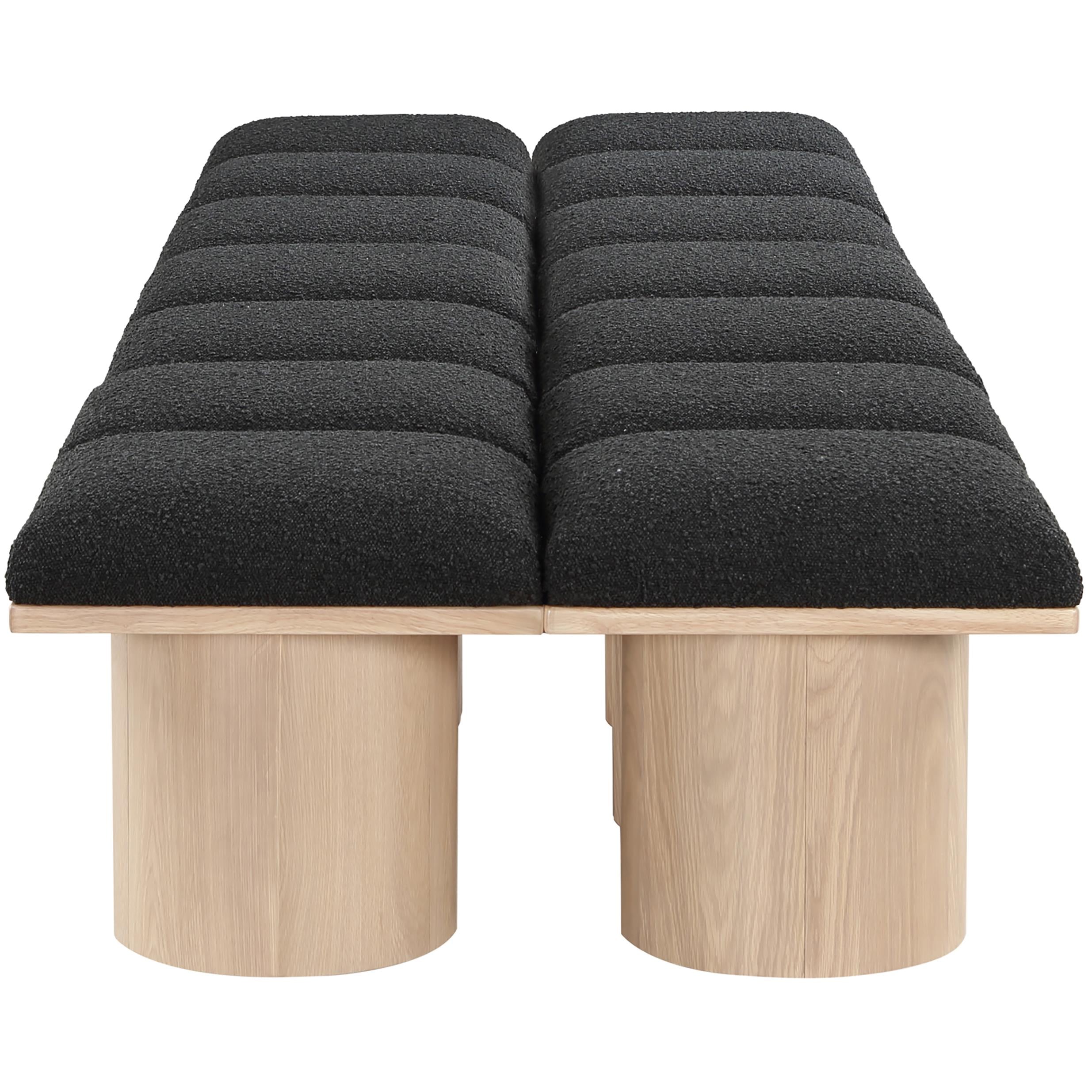 Meridian Pavilion Black Boucle Fabric Bench
