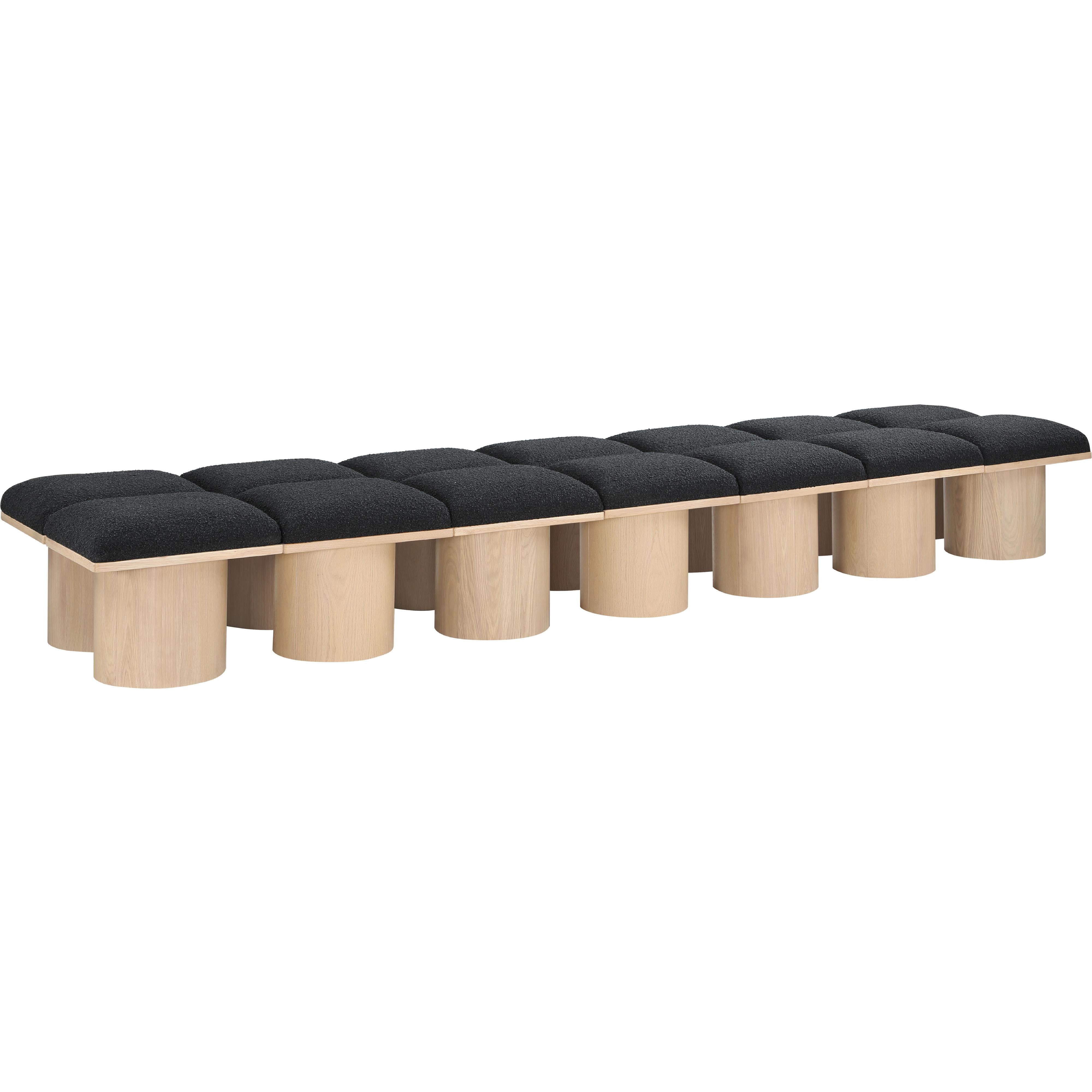 Meridian Pavilion Black Boucle Fabric Bench