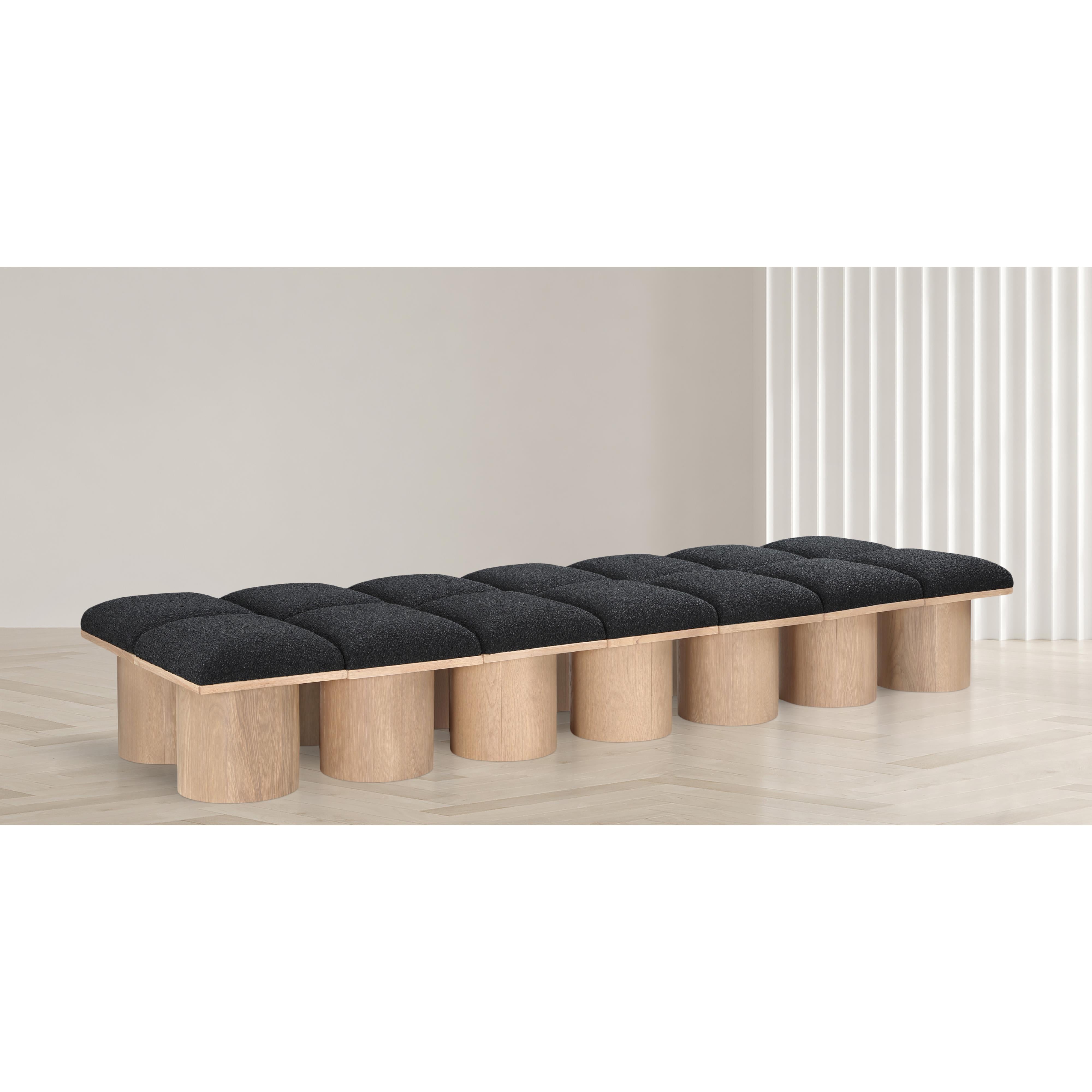 Meridian Pavilion Black Boucle Fabric Bench