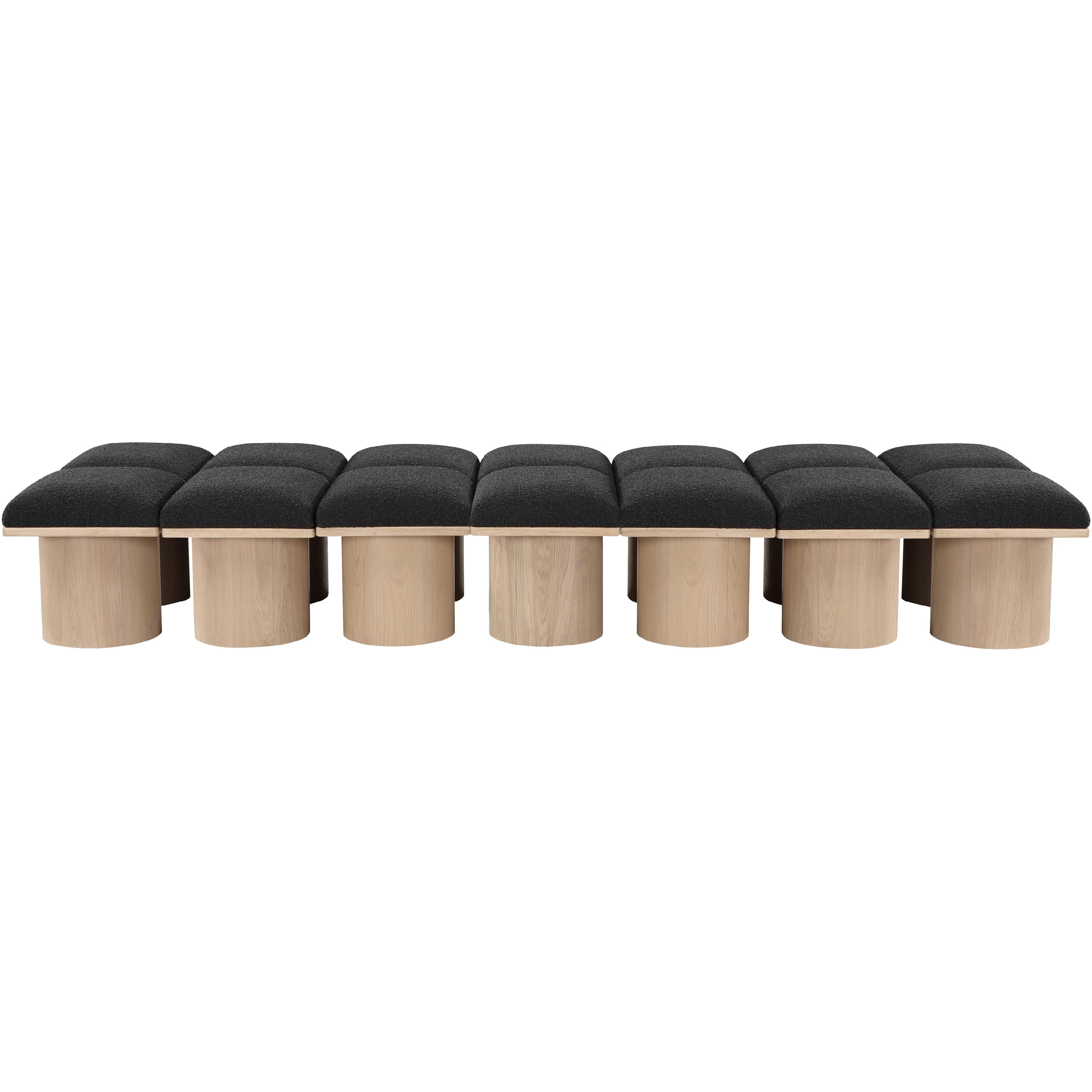 Meridian Pavilion Black Boucle Fabric Bench