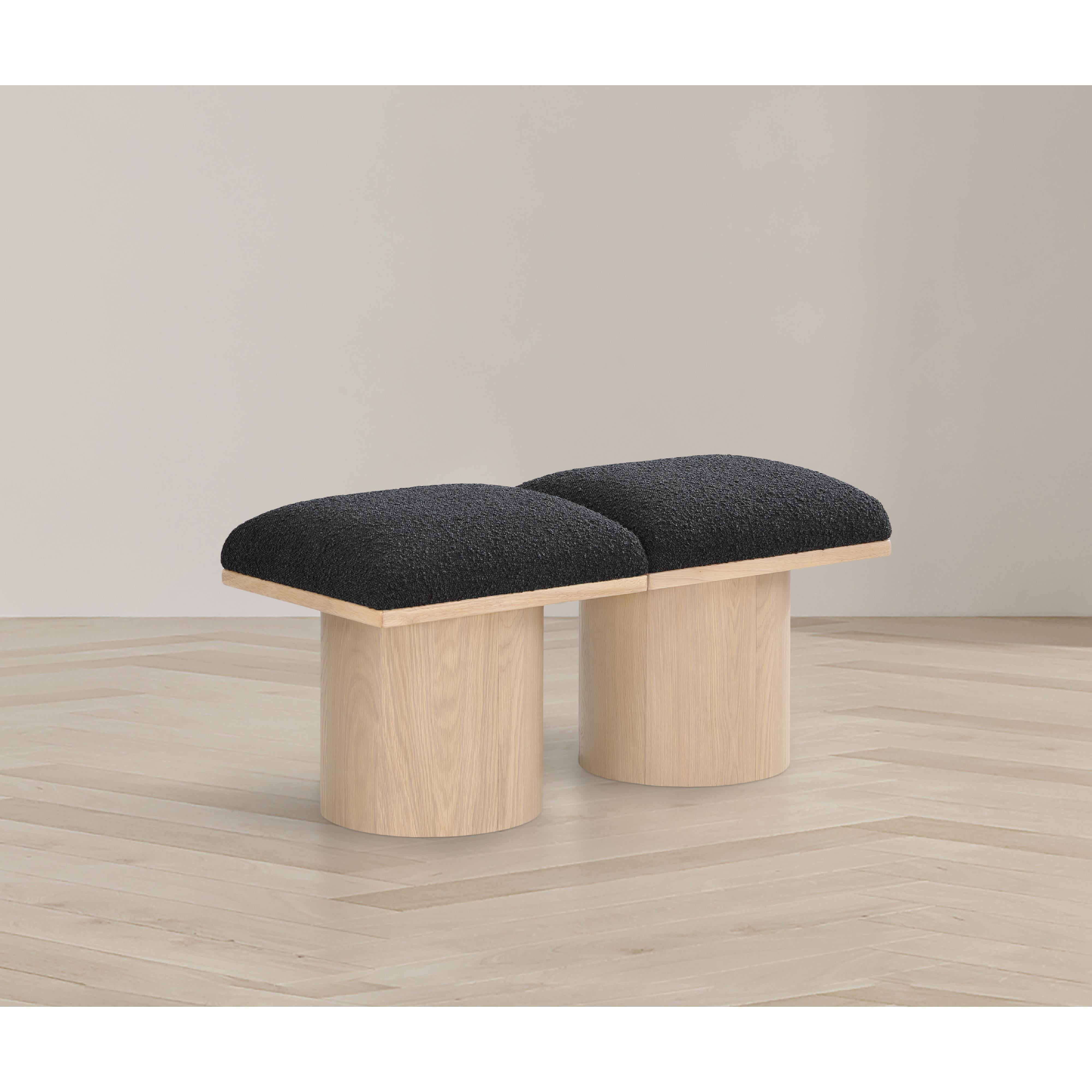 Meridian Pavilion Black Boucle Fabric Bench