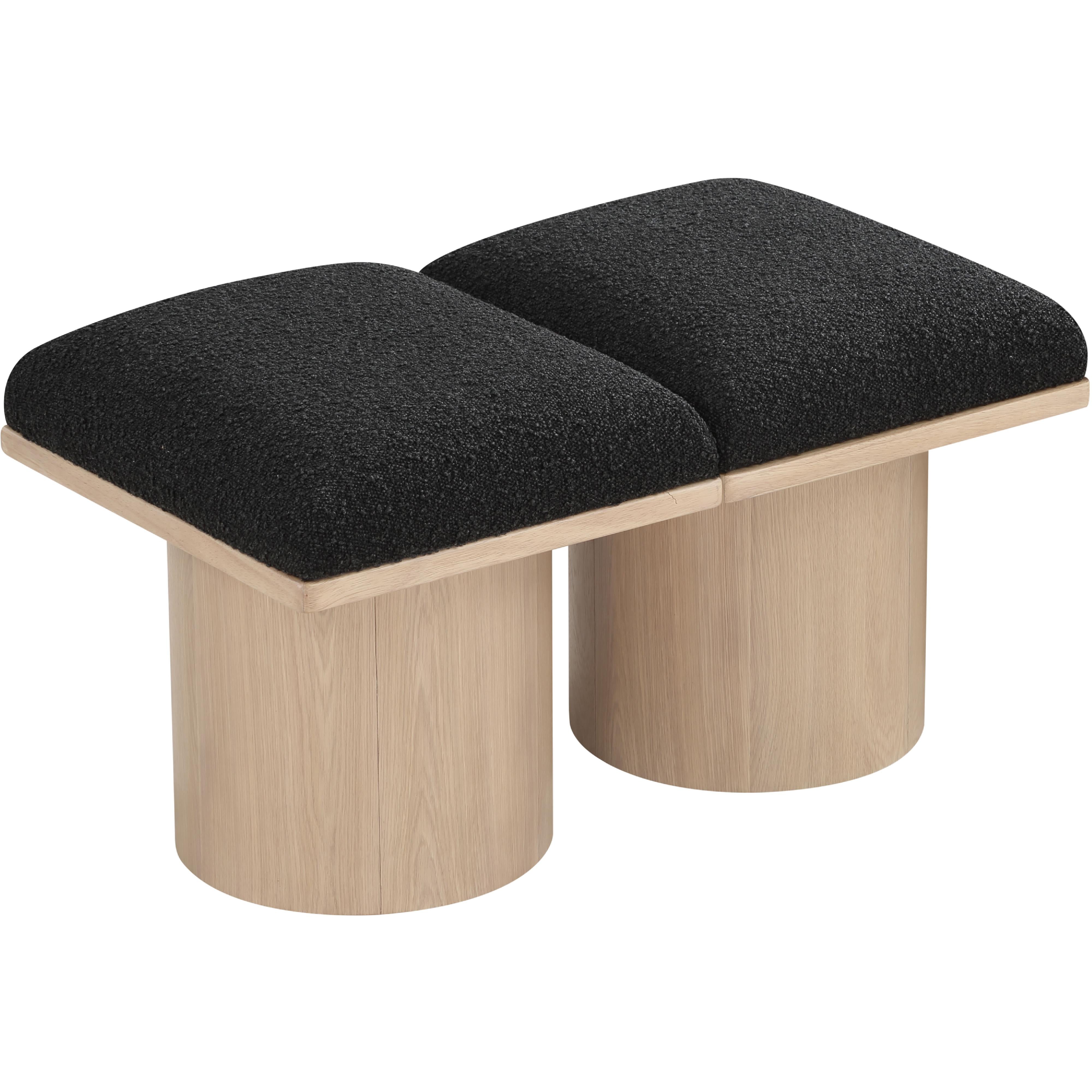 Meridian Pavilion Black Boucle Fabric Bench
