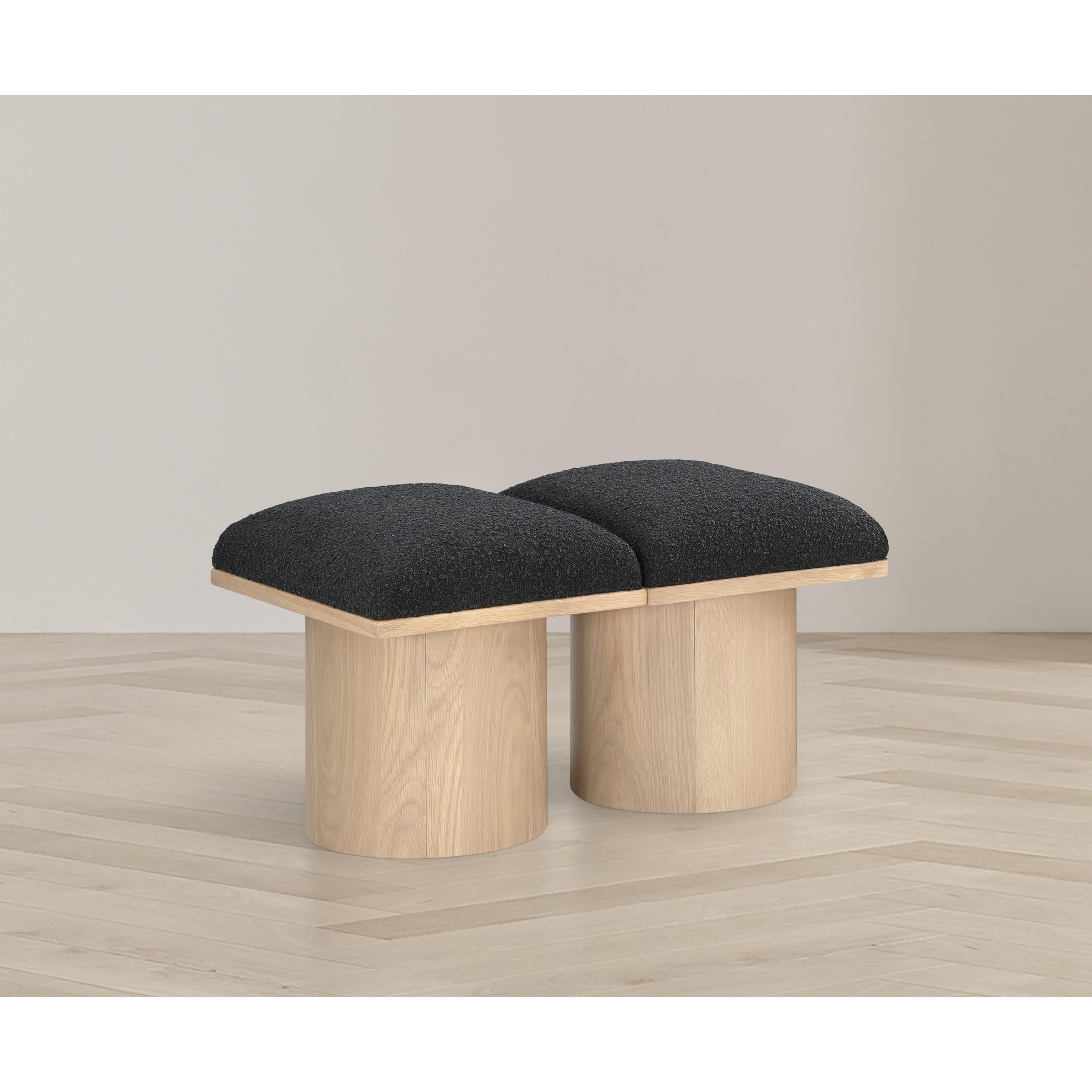 Meridian Pavilion Black Boucle Fabric Bench