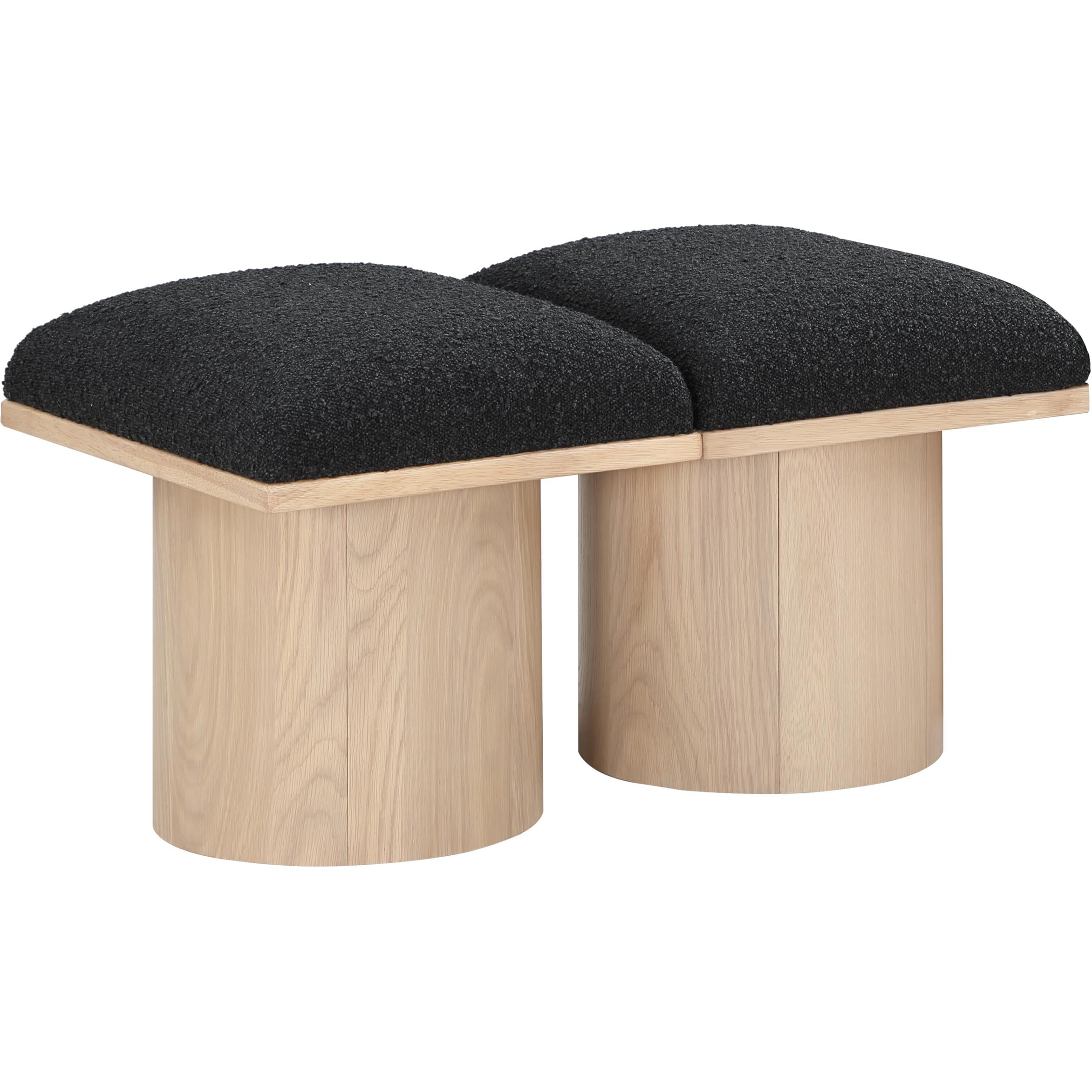 Meridian Pavilion Black Boucle Fabric Bench