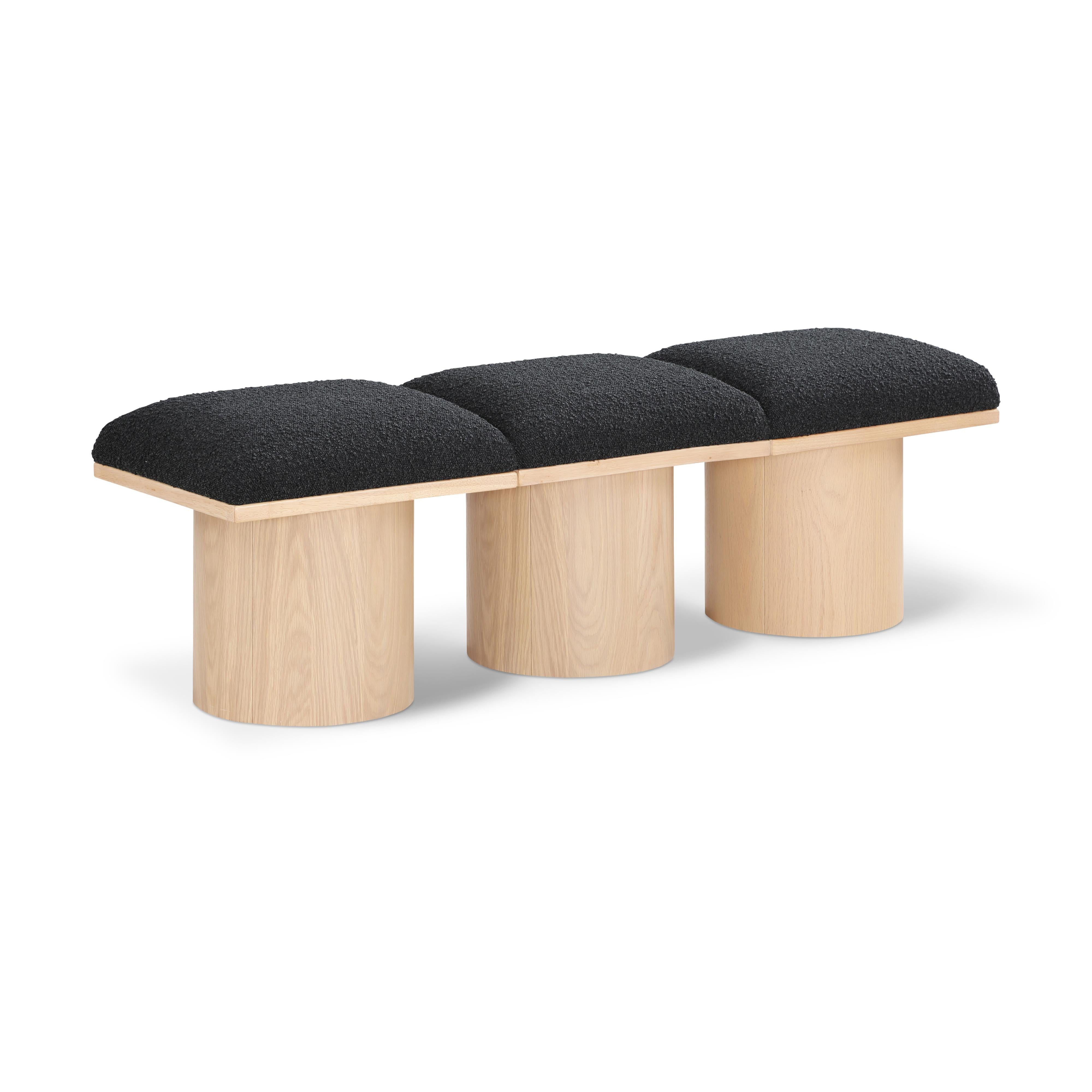 Meridian Pavilion Black Boucle Fabric Bench