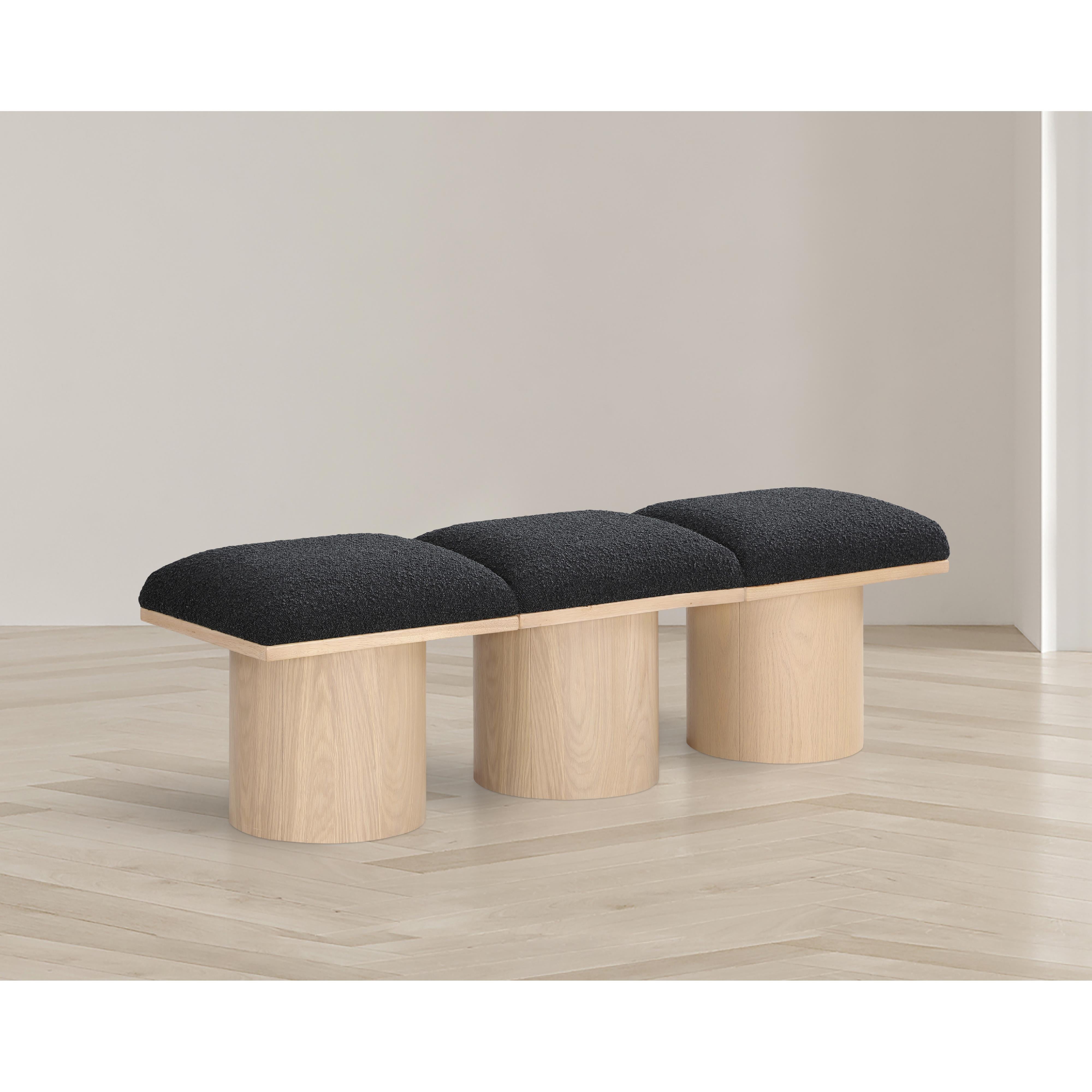 Meridian Pavilion Black Boucle Fabric Bench