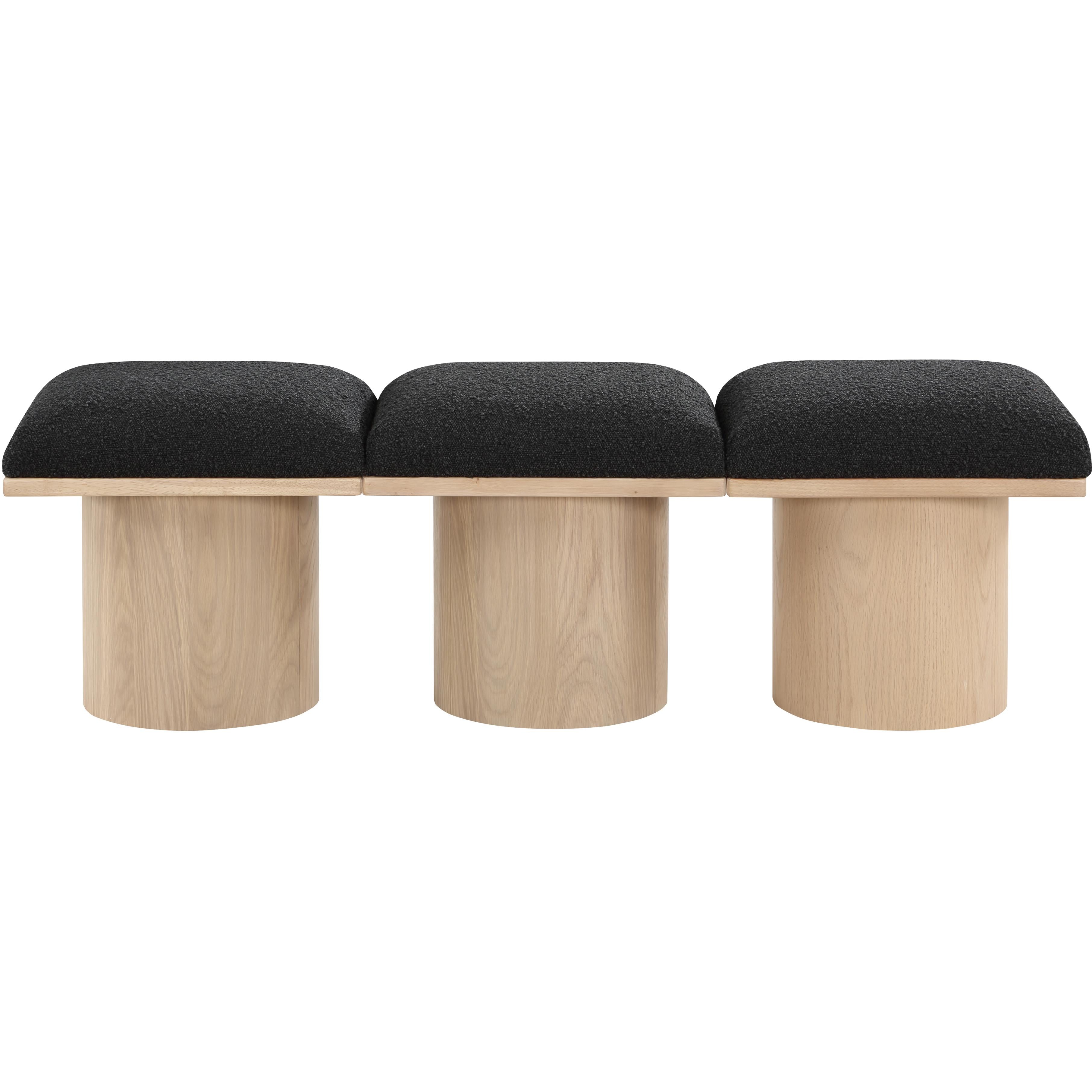Meridian Pavilion Black Boucle Fabric Bench