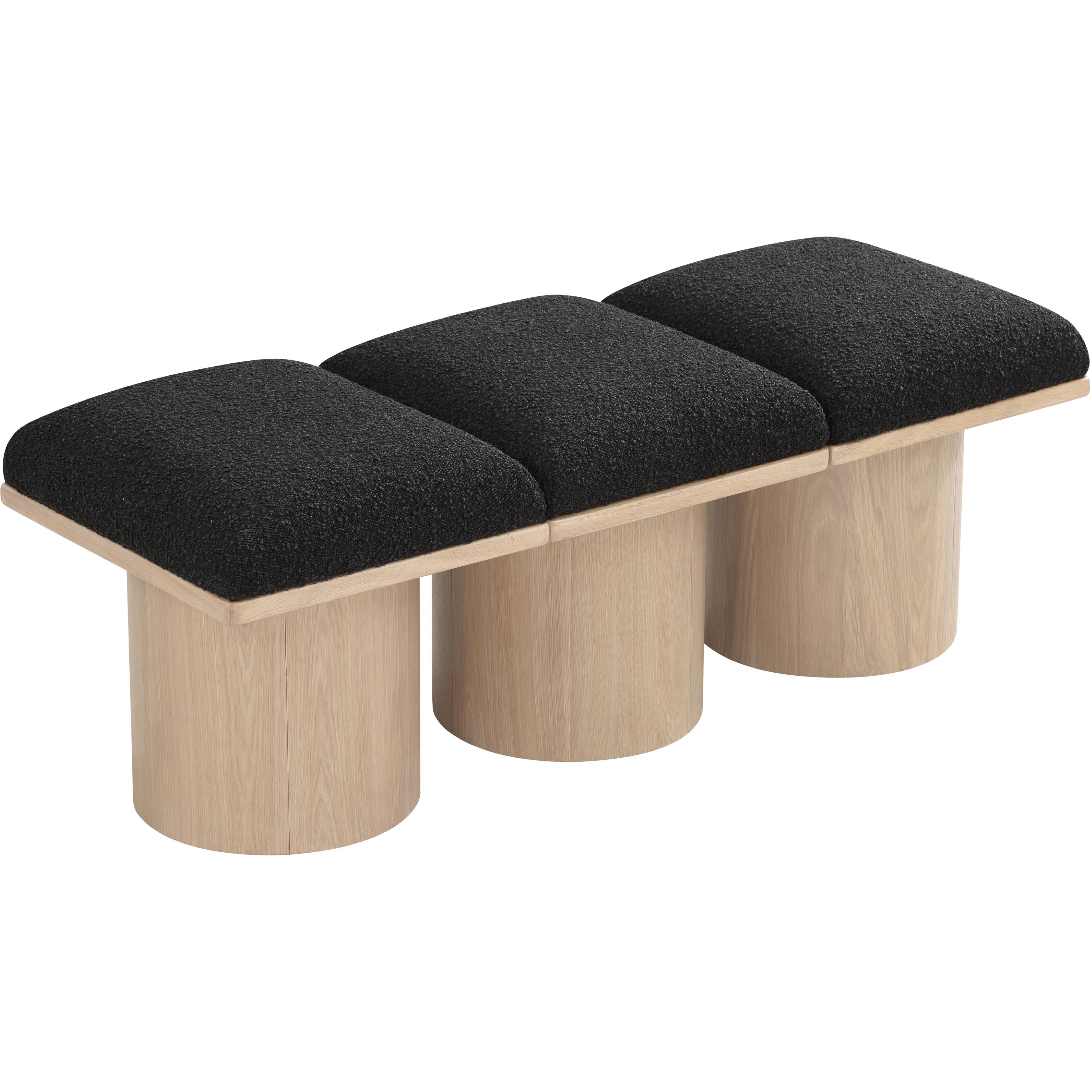Meridian Pavilion Black Boucle Fabric Bench