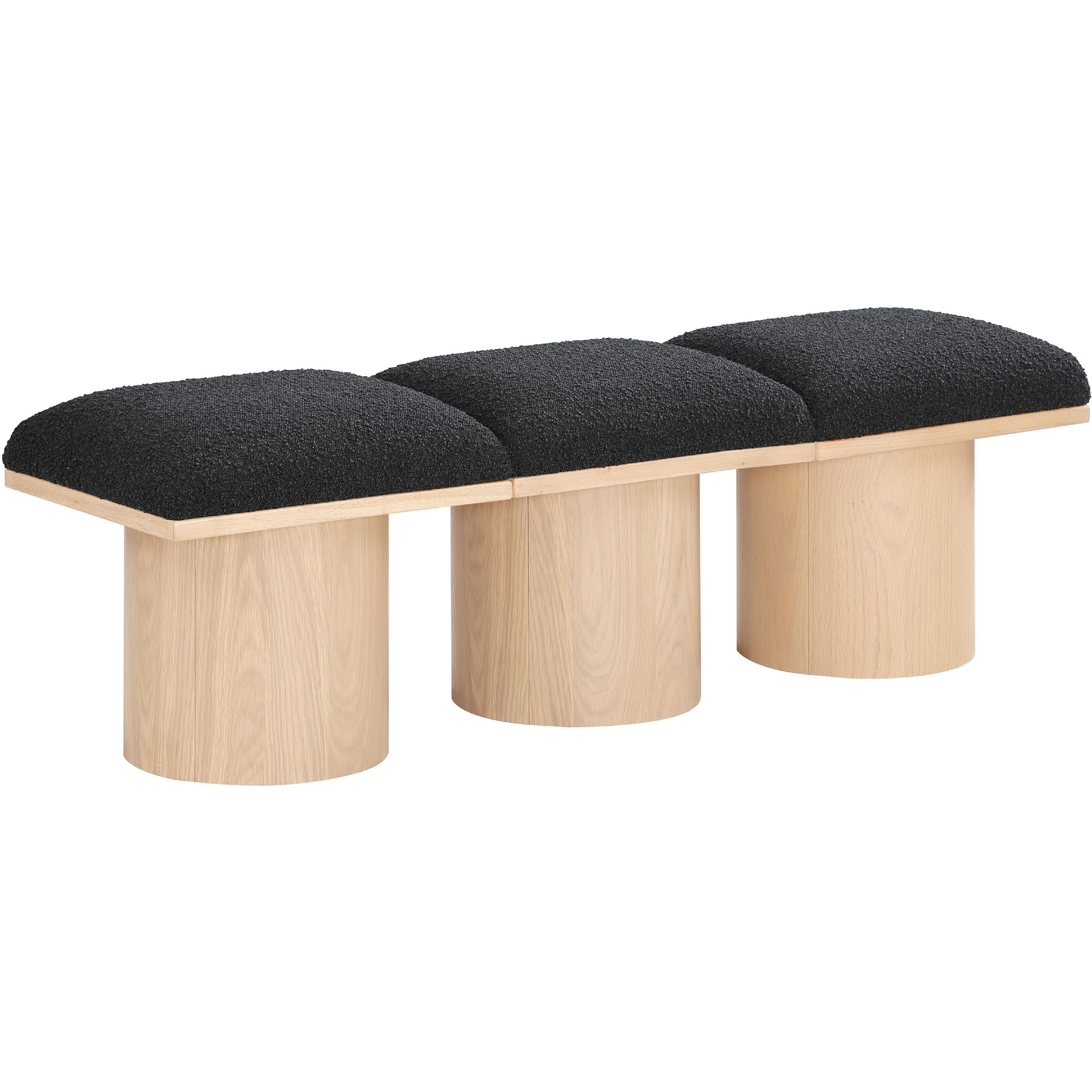 Meridian Pavilion Black Boucle Fabric Bench